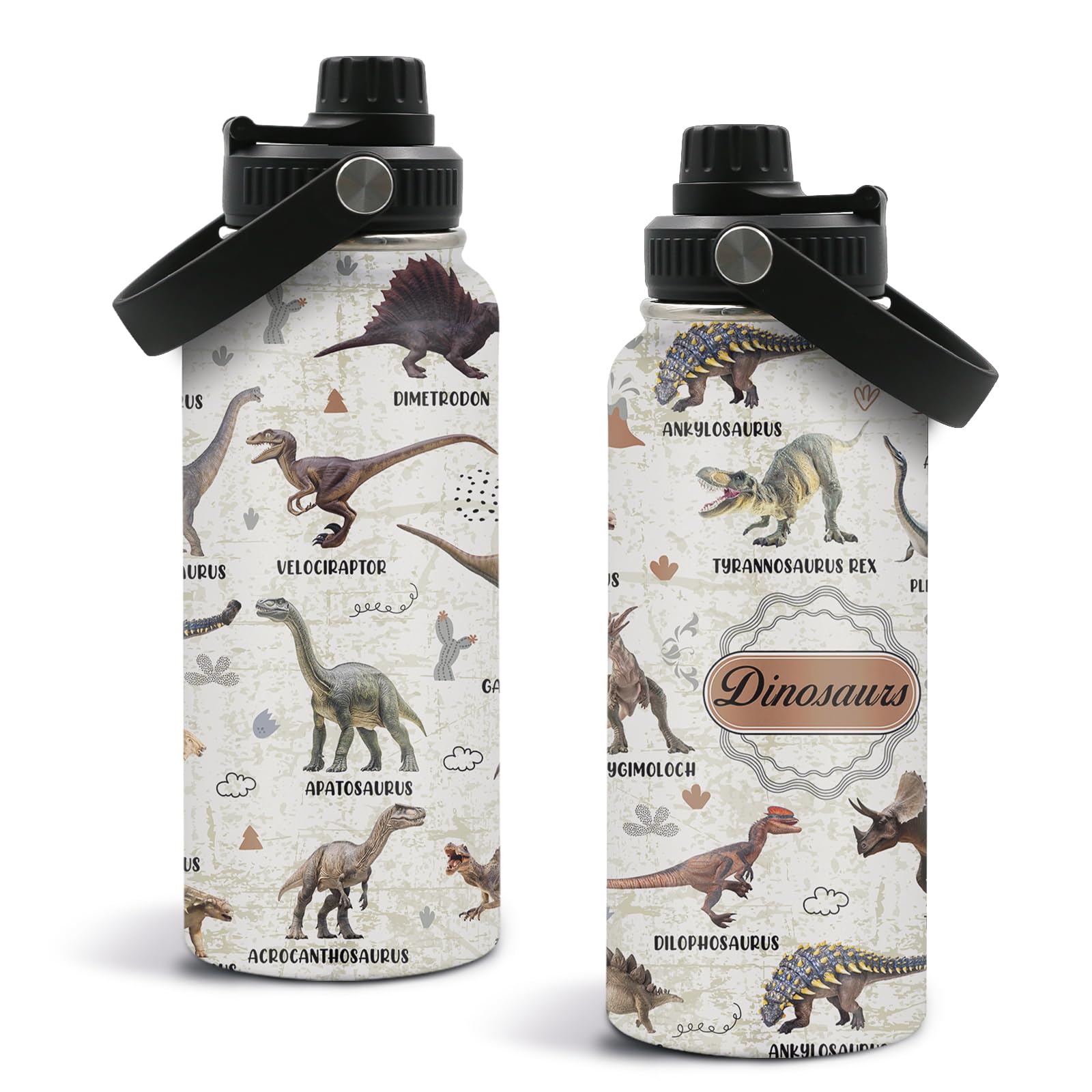 TNASURHUS Dinosaur Gift for Man, Dinosaur Themed Stainless Steel Insulated Tumbler with Lid and Handle, Leakproof, BPAFree, 32o
