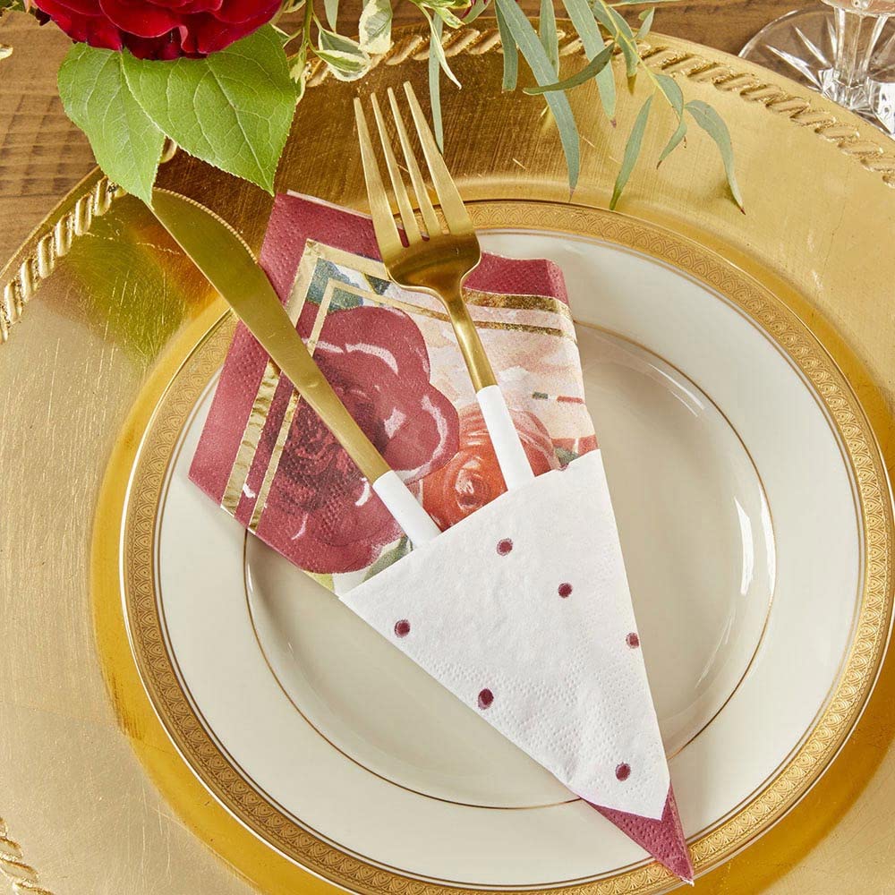 Kate Aspen Decorative 2 Ply Paper Napkins - Set Of 60 - 6.5 Inch Durable Disposable Serveware For Birthday, Wedding, Bridal Show