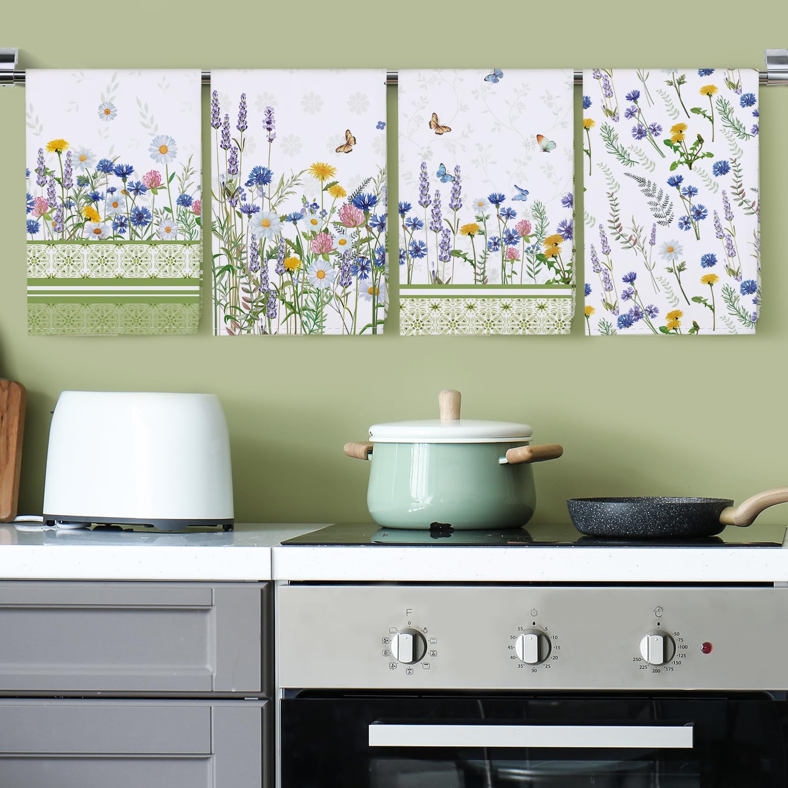 Arquiel Wildflower Kitchen Towel 100% Cotton Quick Dry Dish Towels 20 X 27.5Inch, Dishcloth Hand Towels For Housewarming Gifts D