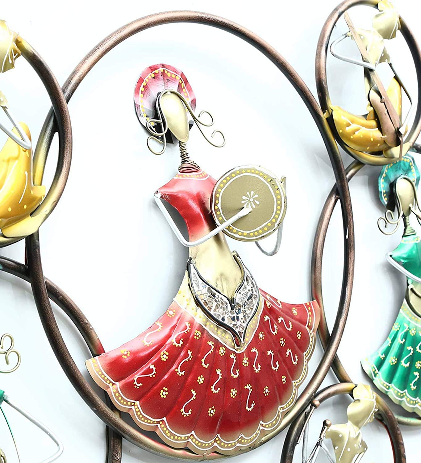 Artdesk Led Hand Crafted Doll Musicians Circle Wall Art In Metal (58 X 4 X 25 Inch) Home Decor Wall Hanging For Your Living Room