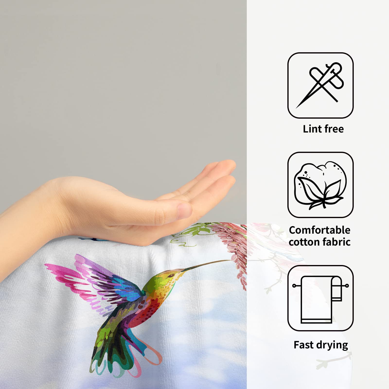 Pink Floral Hand Towels Set Of 2 Hummingbird Butterfly Soft Absorbent Guest Bath Towel Kitchen Dish Towel Spa Home Bathroom Deco