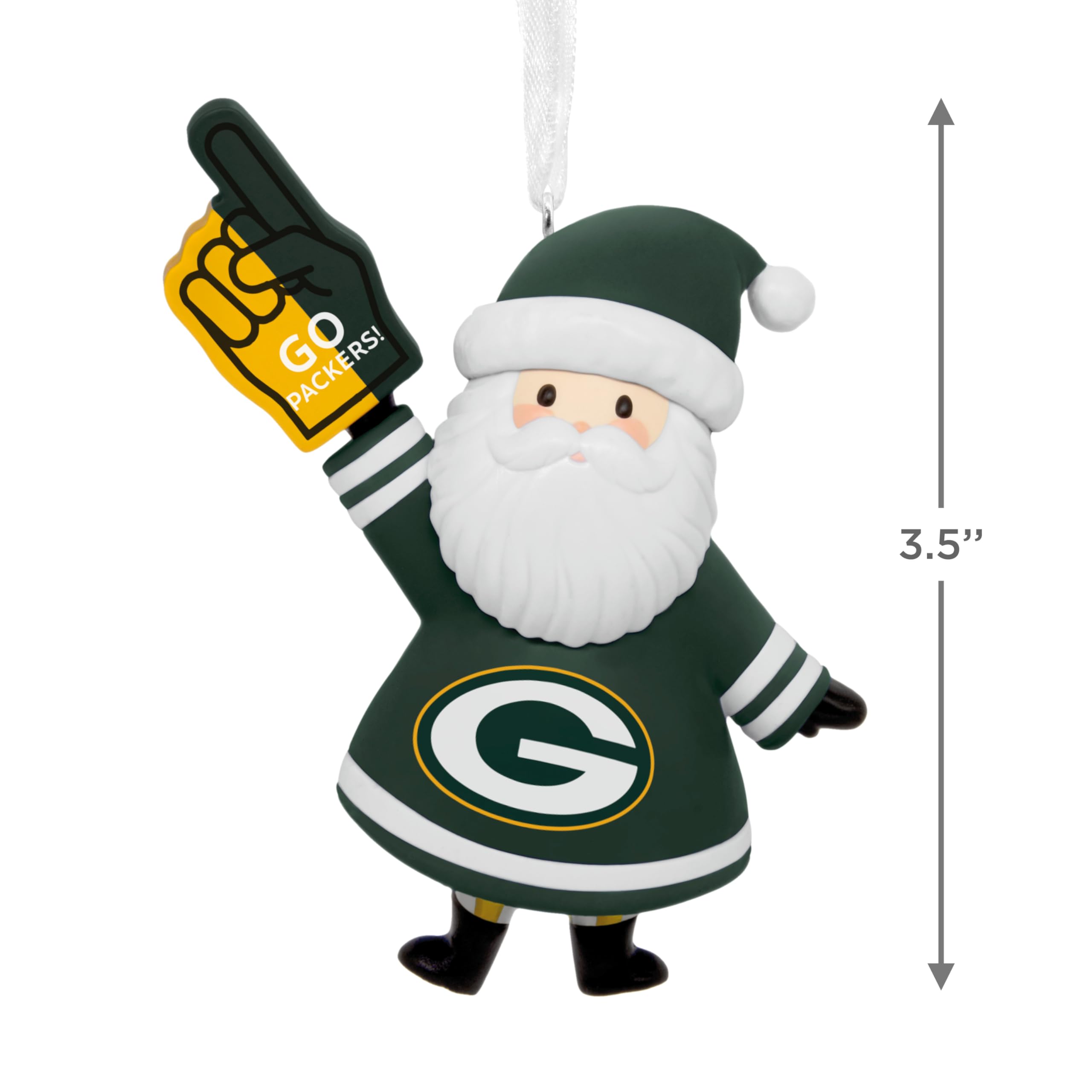 Hallmark NFL Green Bay Packers Santa Ornament, Plastic, 1OSL2584, Sports Fan Gift, Santa Green Bay Packers Color