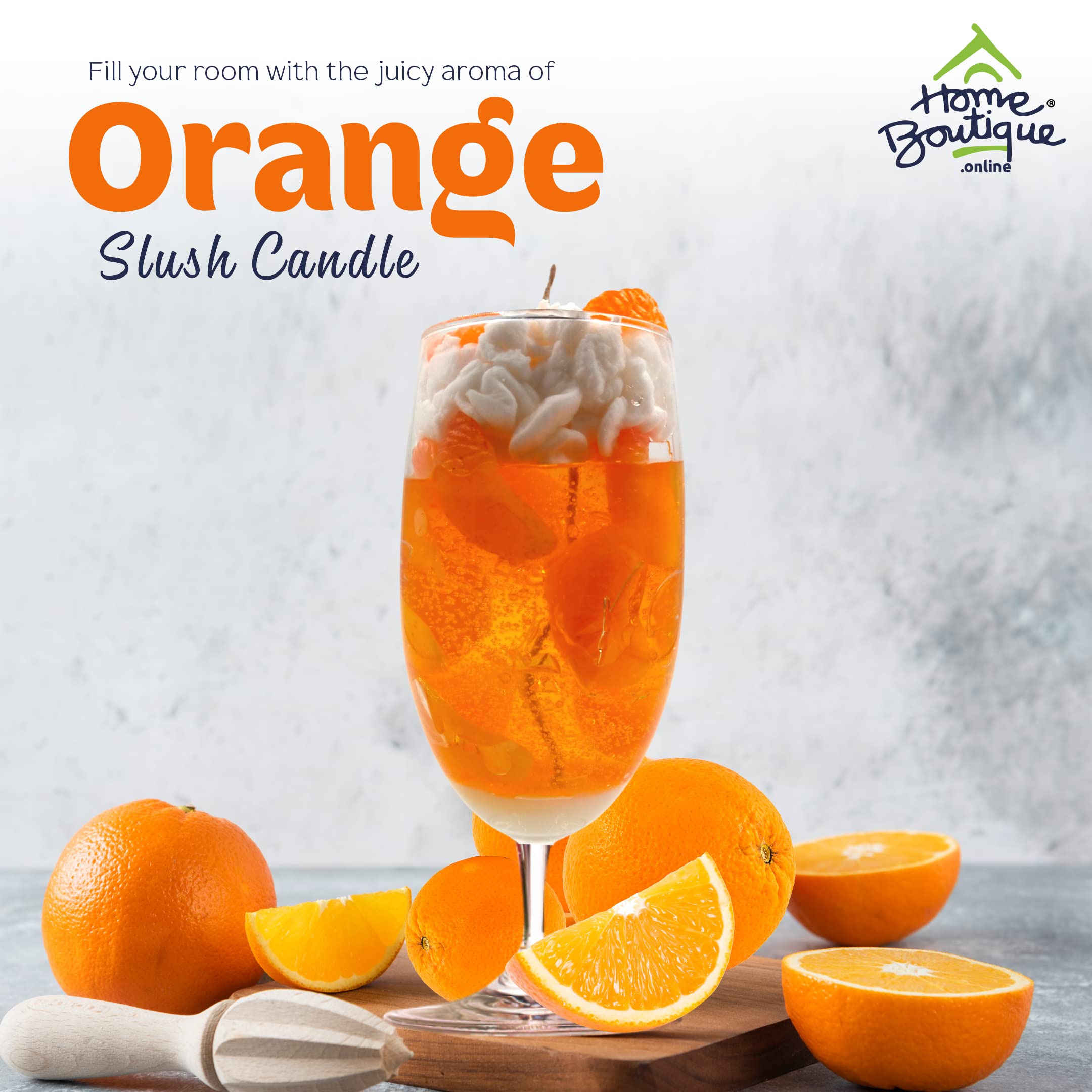 HOME BOUTIQUE Orange Slush Wax Blend Aroma Candle for Restaurant Bar and Home Decorative Candle with Burning time Upto 25 Hours