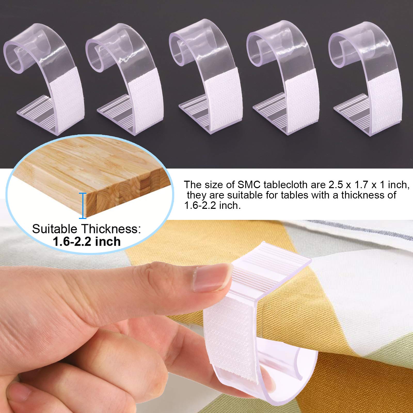 Glarks 30 Pack Rectangular Shape Plastic Table Cover Clips Tablecloth Clips Table Skirting Clips With Hook And Loop For 3/4 To 1