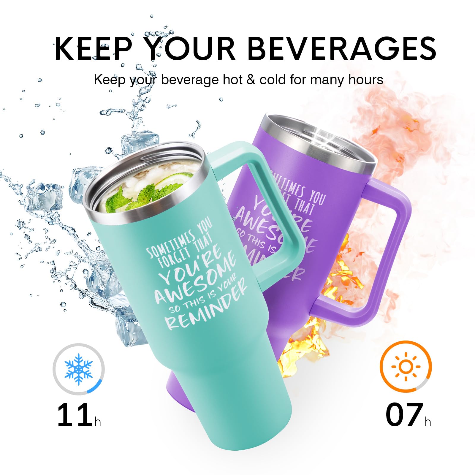 NOWWISH Gifts for Women, Birthday Inspirational Thank You GIfts for Women Mom Wife with this Funny Tumbler, 40 oz Tumbler with H