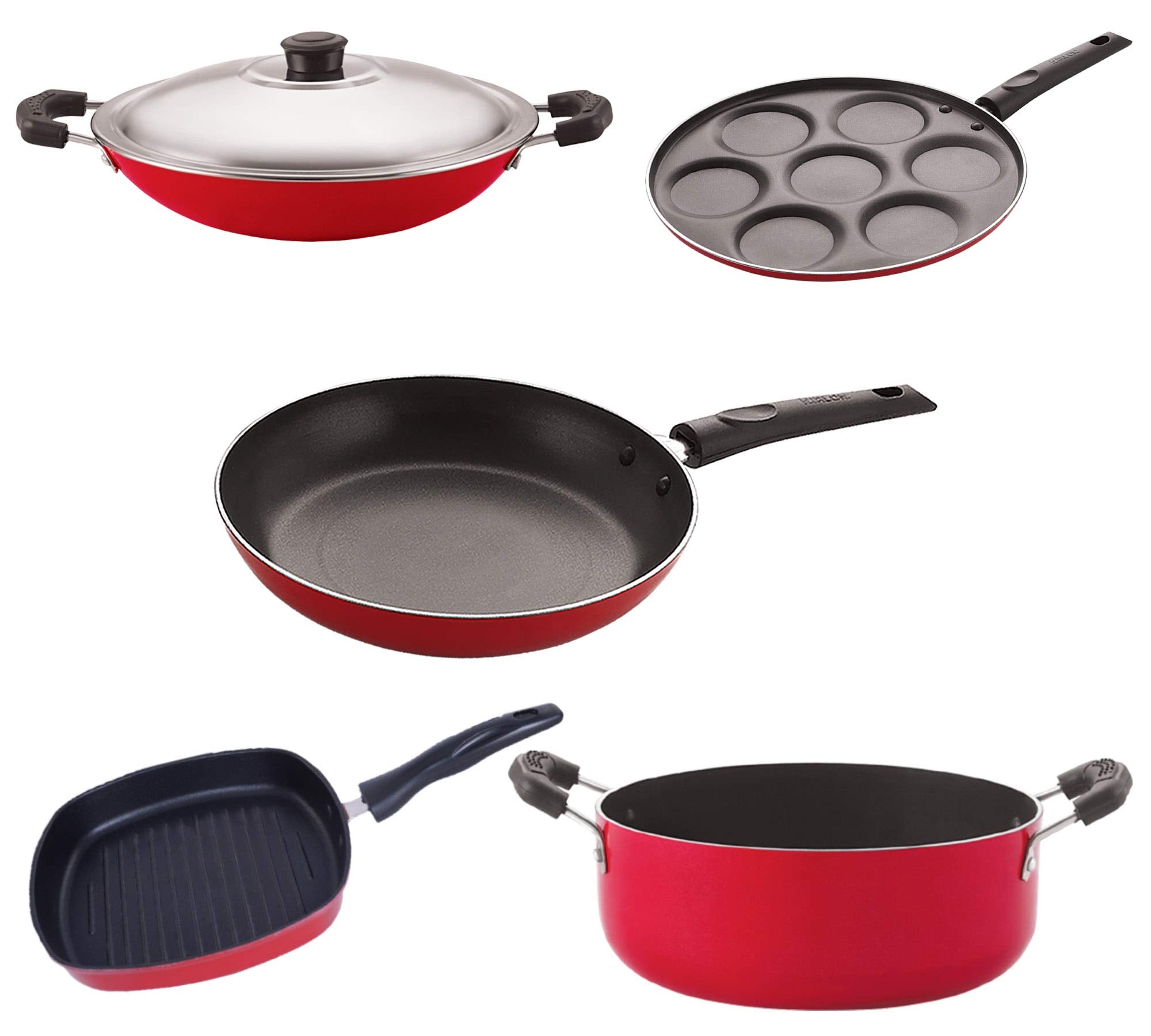 Nirlon Kitchen Non Stick Aluminium Cookware Gift Set Of5 Pieces (2.6Mm_Up(7)_Ac_Gp(22.5)_Cass22_Tp24)