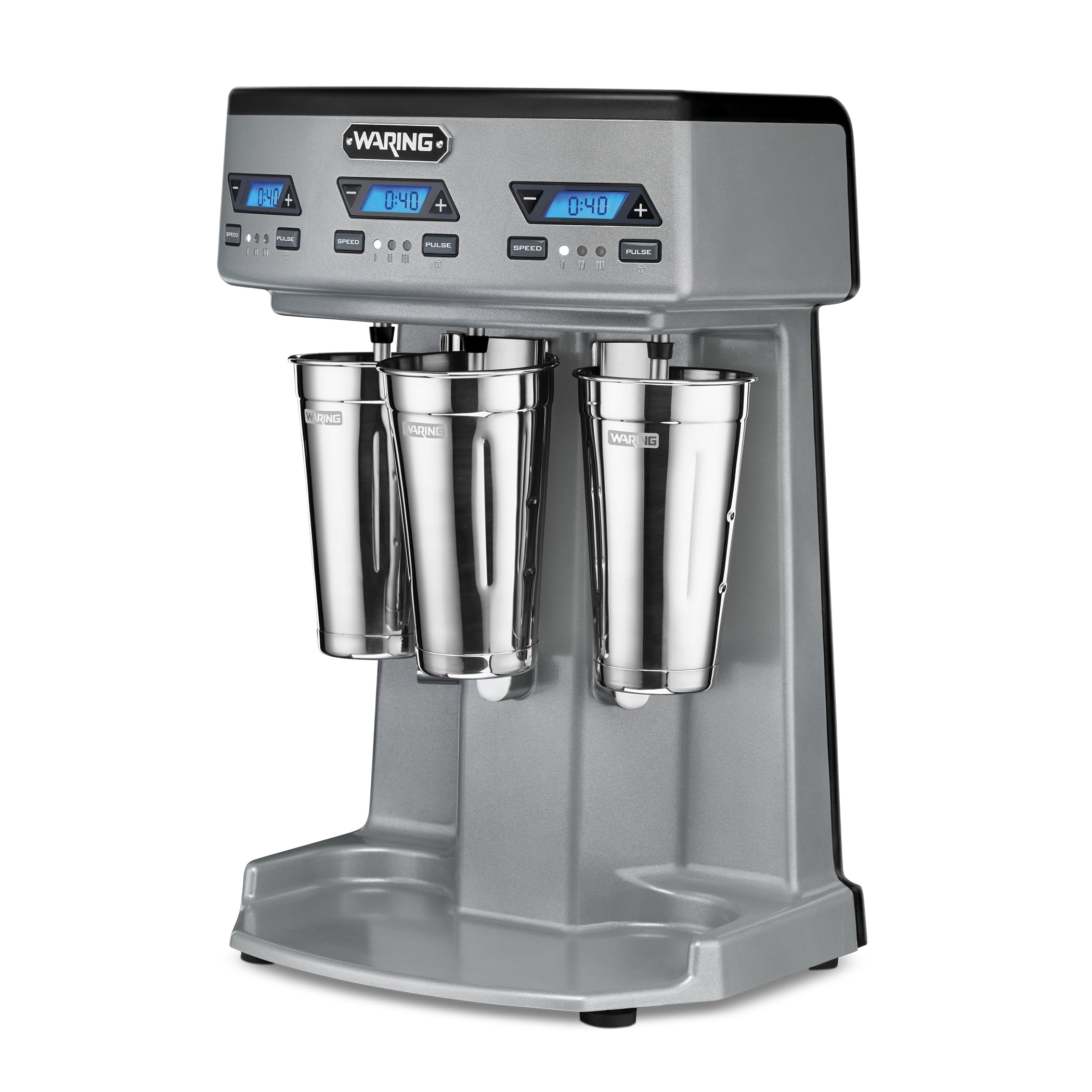 Waring Commercial Wdm360Tx Heavy-Duty Triple Spindle Drink Mixer, Each Spindle Has Independent 1Hp Motor, With Countdown Timer,