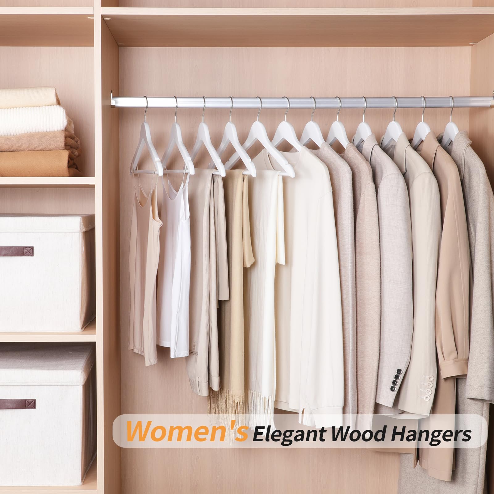 Amazon Basics Wood Suit Clothes Hangers - White, 20-Pack