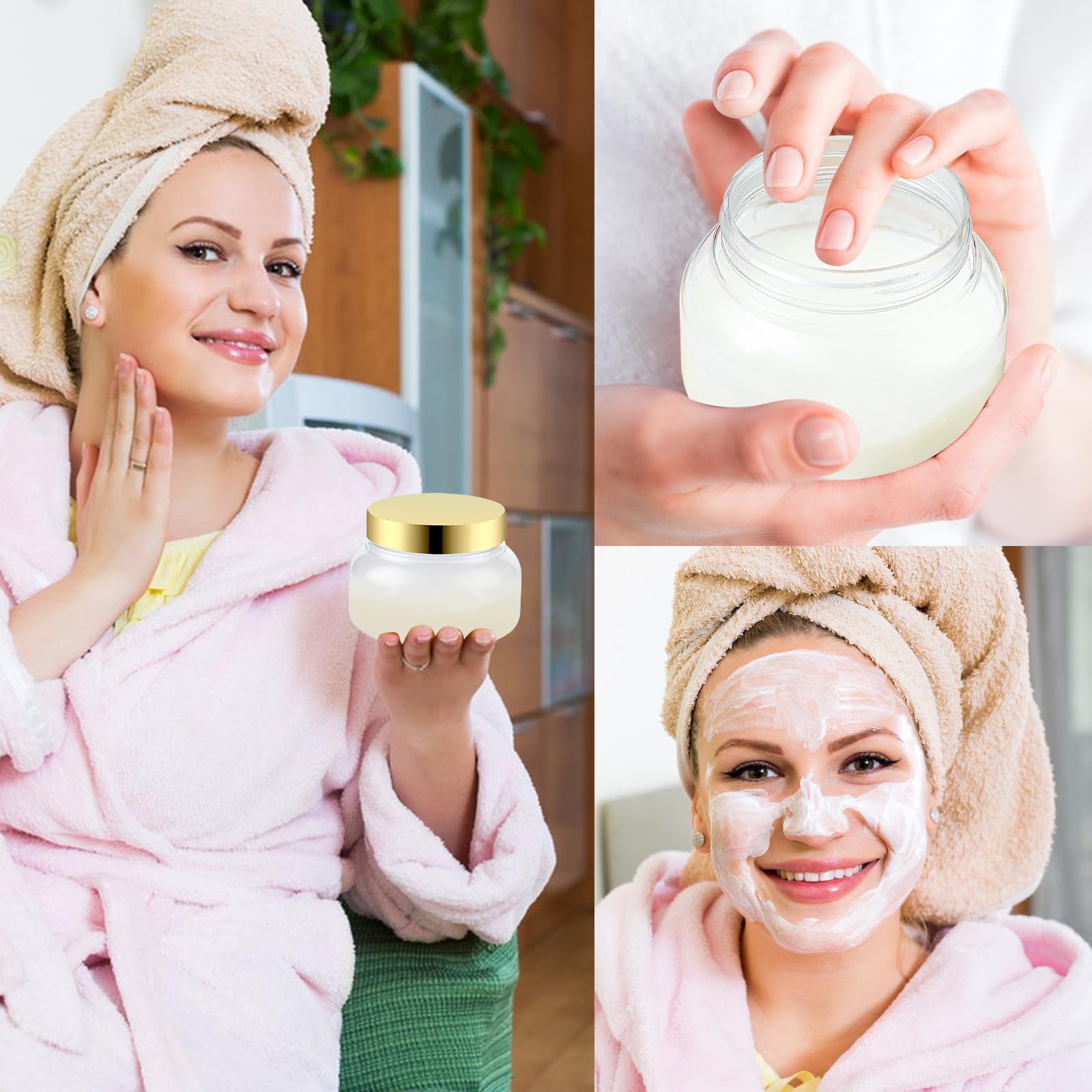 24 Pack 8 Oz Plastic Containers With Lids And Waterproof Label Bpa Free - Refillable Transparent Cosmetic Containers For Body Bu