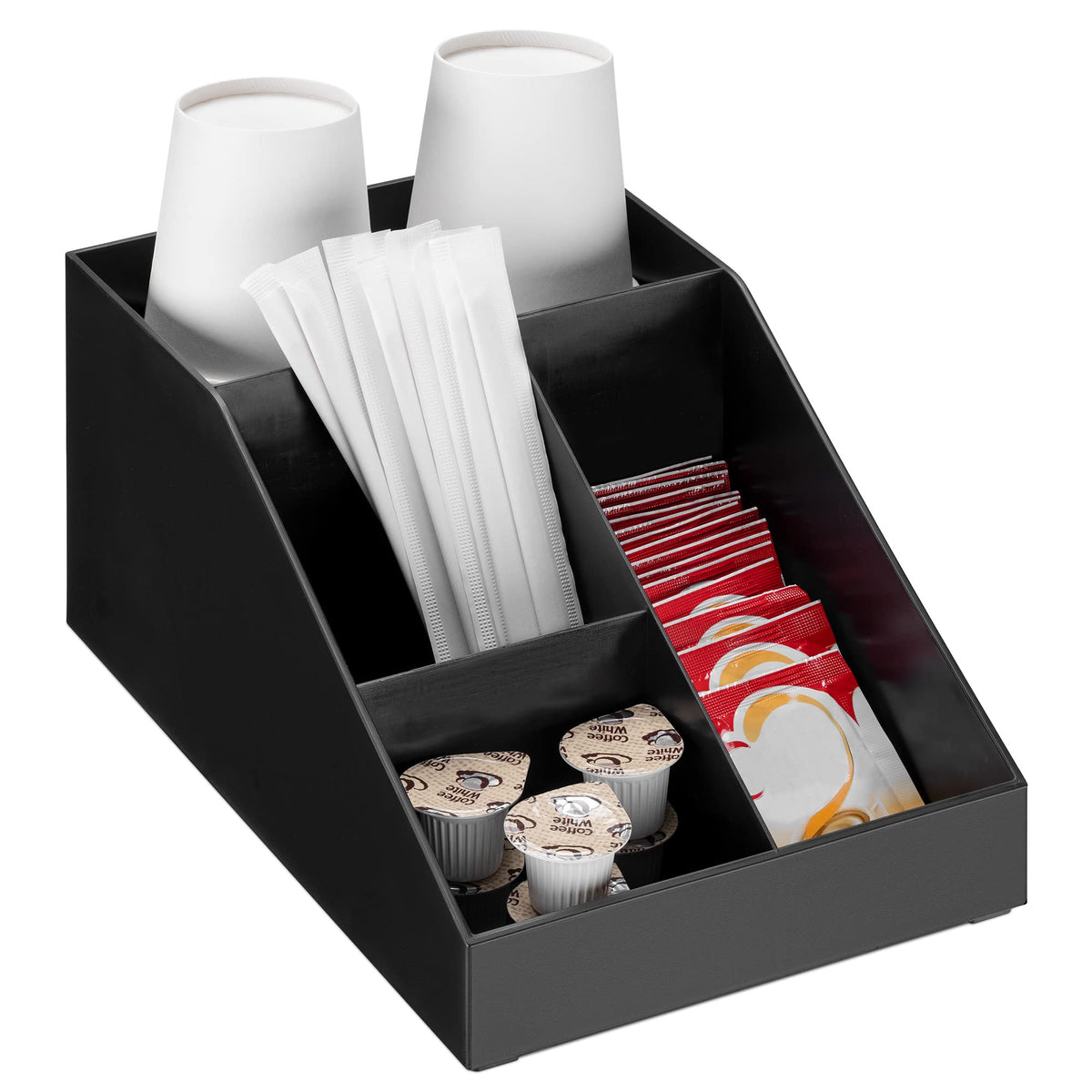 Navaris Coffee Station Organizer - Coffee Bar Countertop Accessories Holder For Sugar, Creamer, Cups, Tea - Office Kitchen Caddy