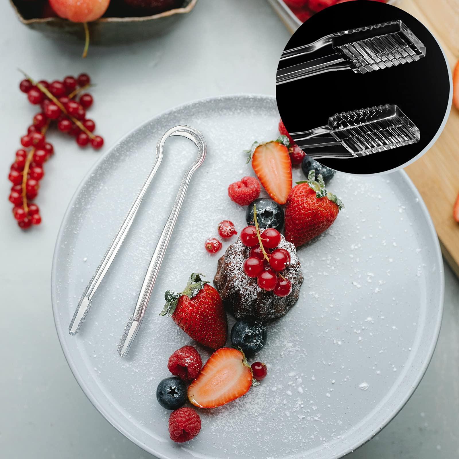 10 Pieces Mini Plastic Buffet Serving Tong Small Kitchen Serving Tongs Set Clear Plastic Serving Tongs Sugar Cube Small Ice Tong
