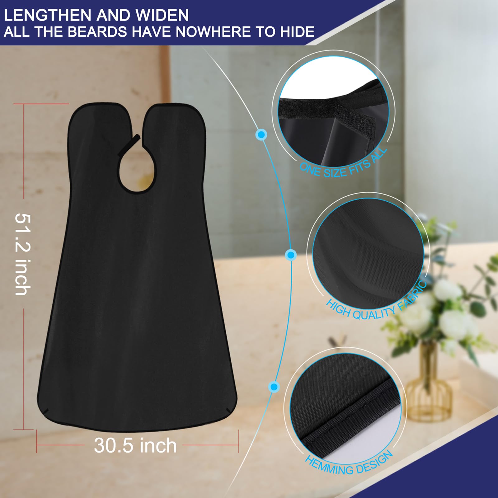 Lupyji Beard Bib Apron, Adjustable Hair Catcher For Shaving Non-Stick Shave Cape Grooming Accessories, Christmas Gift For Dad (B