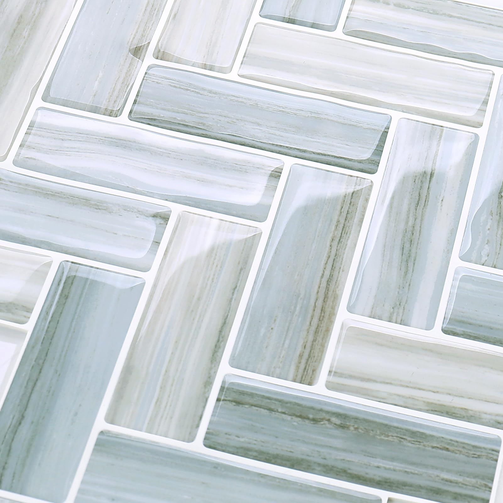 Tilingview 10 Pcs Vinyl Peel And Stick Tile For Kitchen Backsplash, Plastic Self-Adhesive Tiles Pvc Wall Stickers (Blue Gray Her