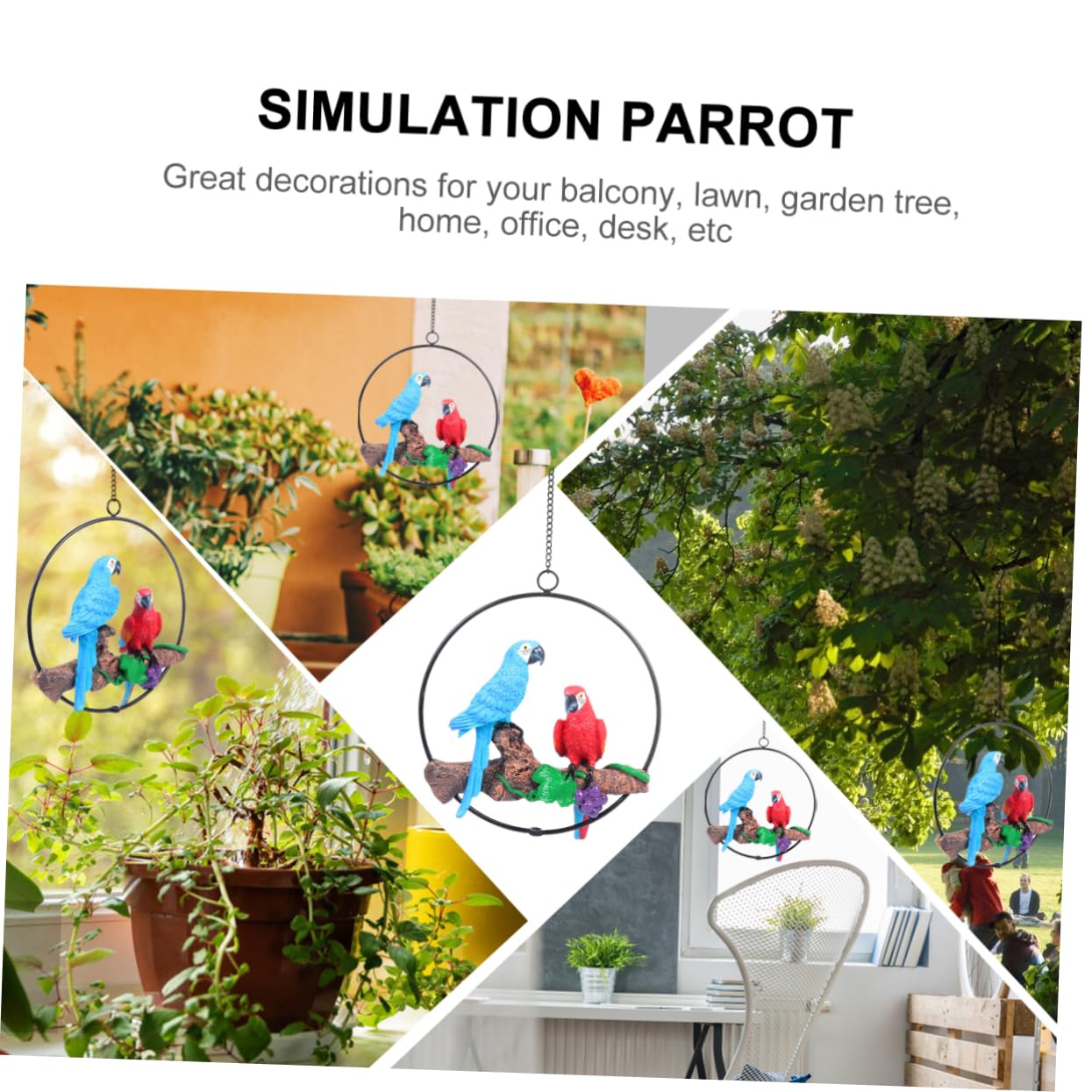 DOITOOL Parrot Pendant Bird Decor Resin Craft Wall Ornament Bird Ornament for Home Random Style