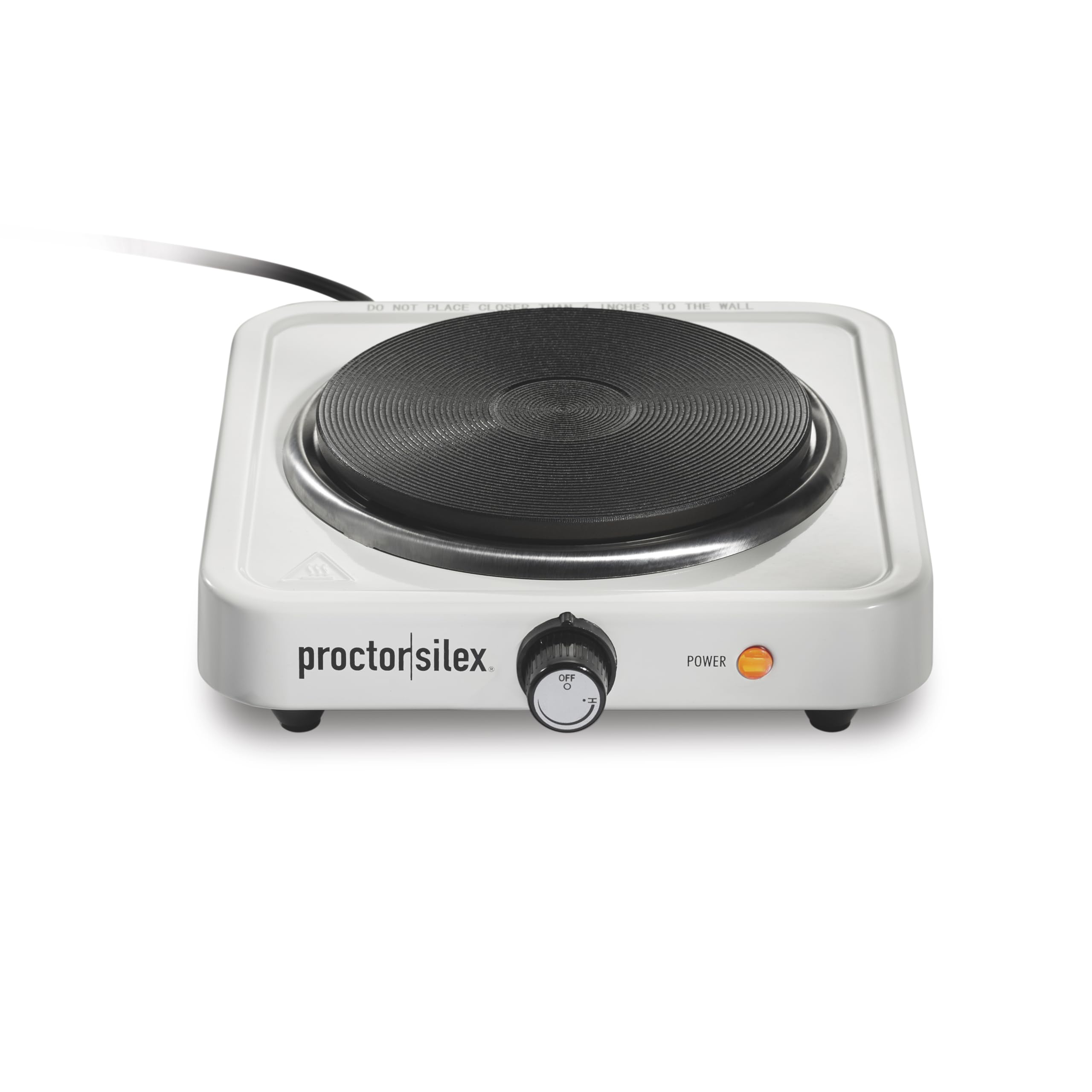 Proctor Silex Portable Electric Stove, Cast Iron Single Burner Cooktop, Compact, Adjustable Temperature Hot Plate, 1000 Watts, W