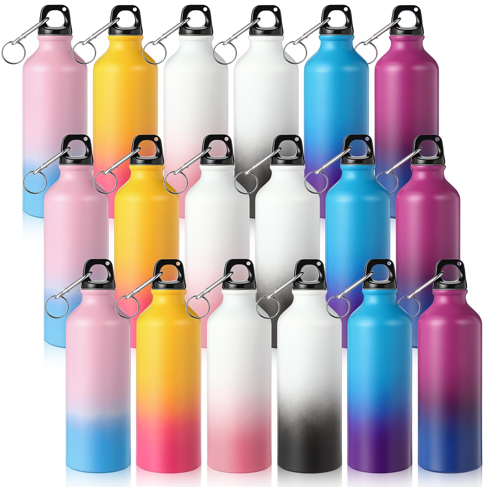 Potchen 18 Pcs Water Bottles Multipack Aluminum Bulk Operation Christmas Charity Gifts Metal Reusable Lightweight Sport School L