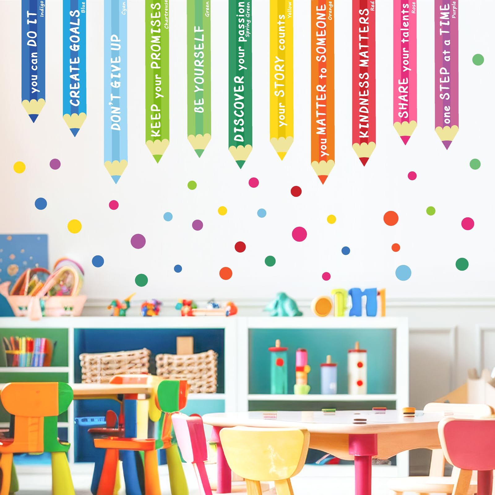 Colorful Inspirational Wall Decal Kids Wall Decals Color Wall Decals Motivational Quotes Wall Sticker You Can Do It Wall Sticker