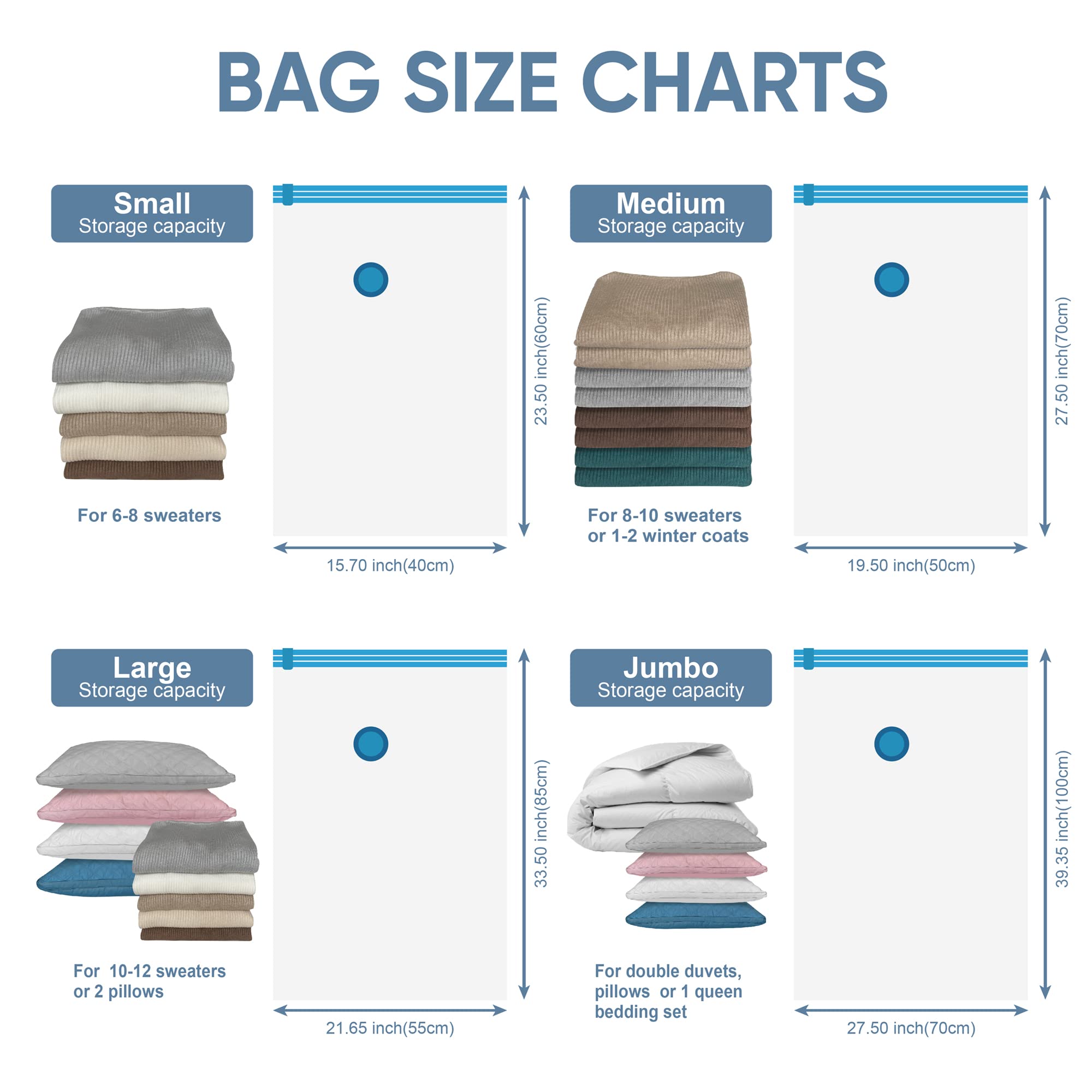 MattEasy Space Saver Vacuum Storage Bags  6 Pack Combo (2 Jumbo/2 Large/2 Medium) Space Saver Bags with Pump  Storage Vacuum Sealed Bags for Clothes  Comforters  Blankets  Bedding