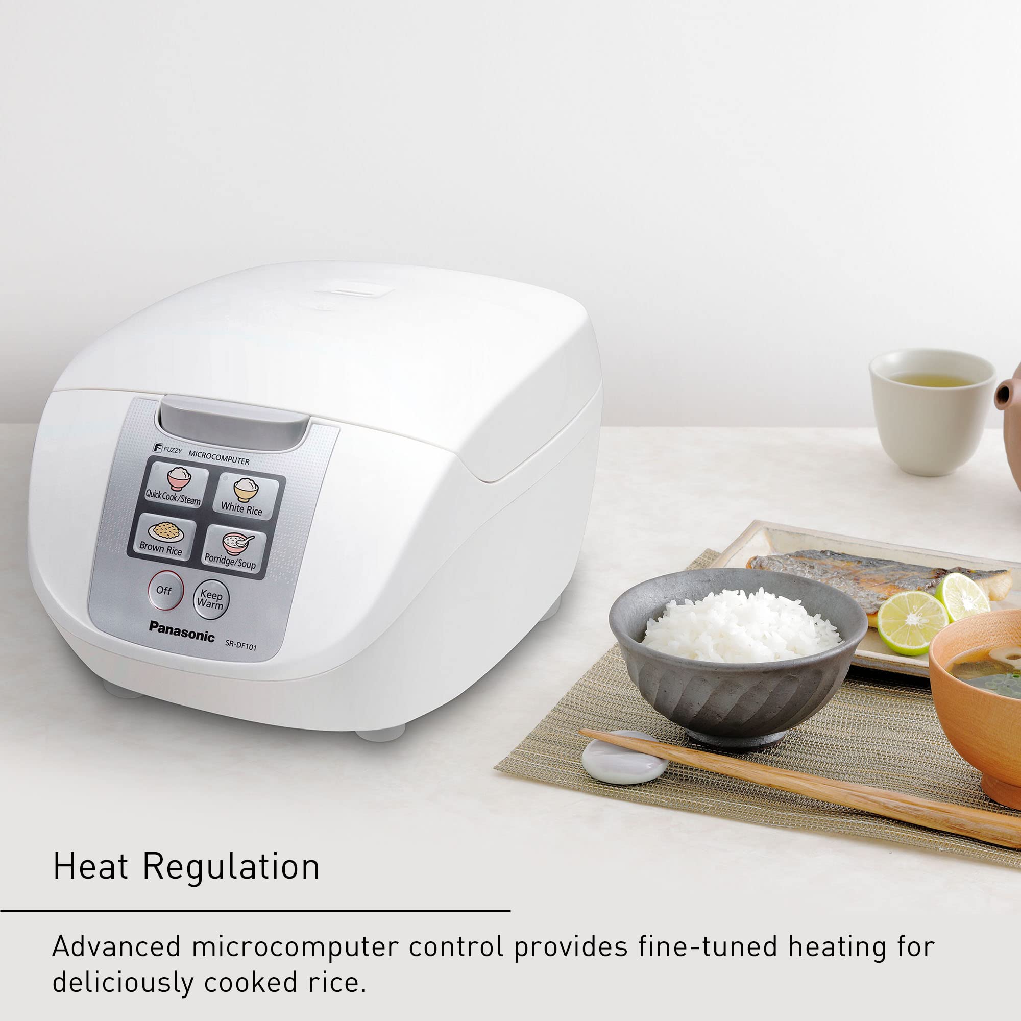 Panasonic 5 Cup (Uncooked) Rice Cooker With Fuzzy Logic And One-Touch Cooking For Brown Rice, White Rice, And Porridge Or Soup -