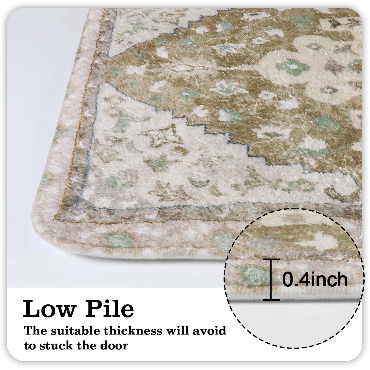Uphome Boho Vintage Bathroom Rugs Khaki Non-Slip Soft Bath Mat Oriental Tribal Machine Washable Bath Rug Traditional Farmhouse F