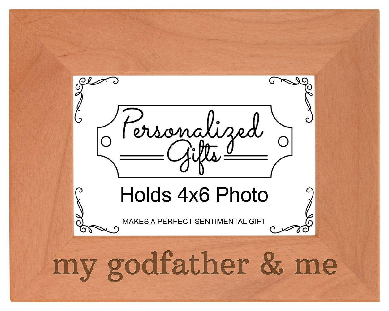 ThisWear Godfather Gifts for Godfather and Me Natural Wood Engraved 4x6 Landscape Picture Frame Wood