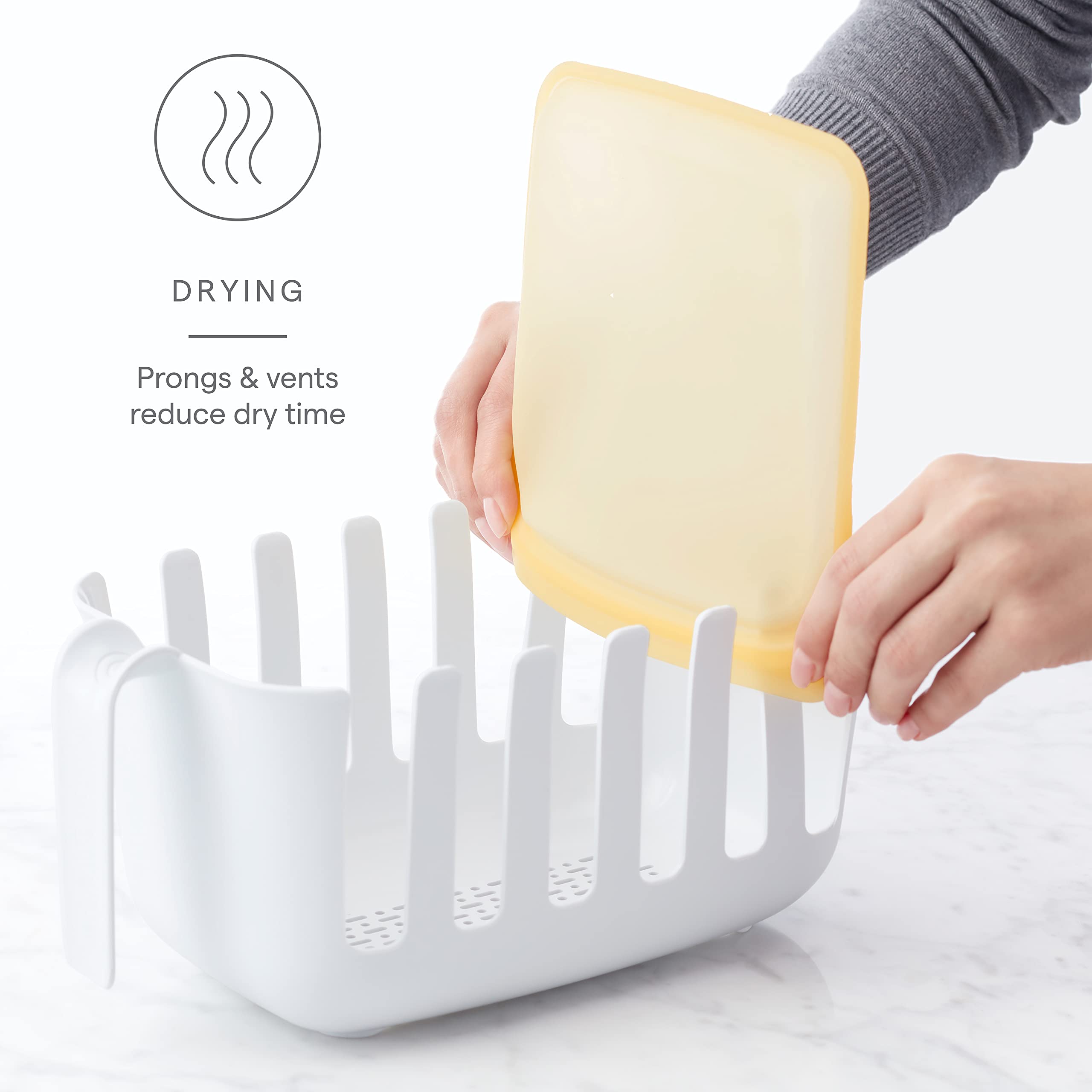 Youcopia Dry&Store Reusable Bag Drying Rack And Bin Set, Silicone Bags Organizer And Storage