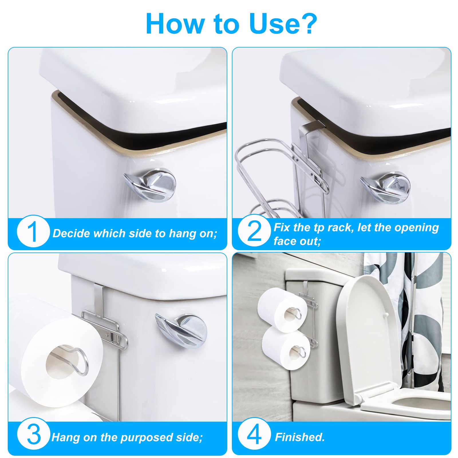 TQVAI Over The Tank Toilet Paper Roll Holder Stainless Steel Bathroom Tissue Storage Rack  Chrome Finish