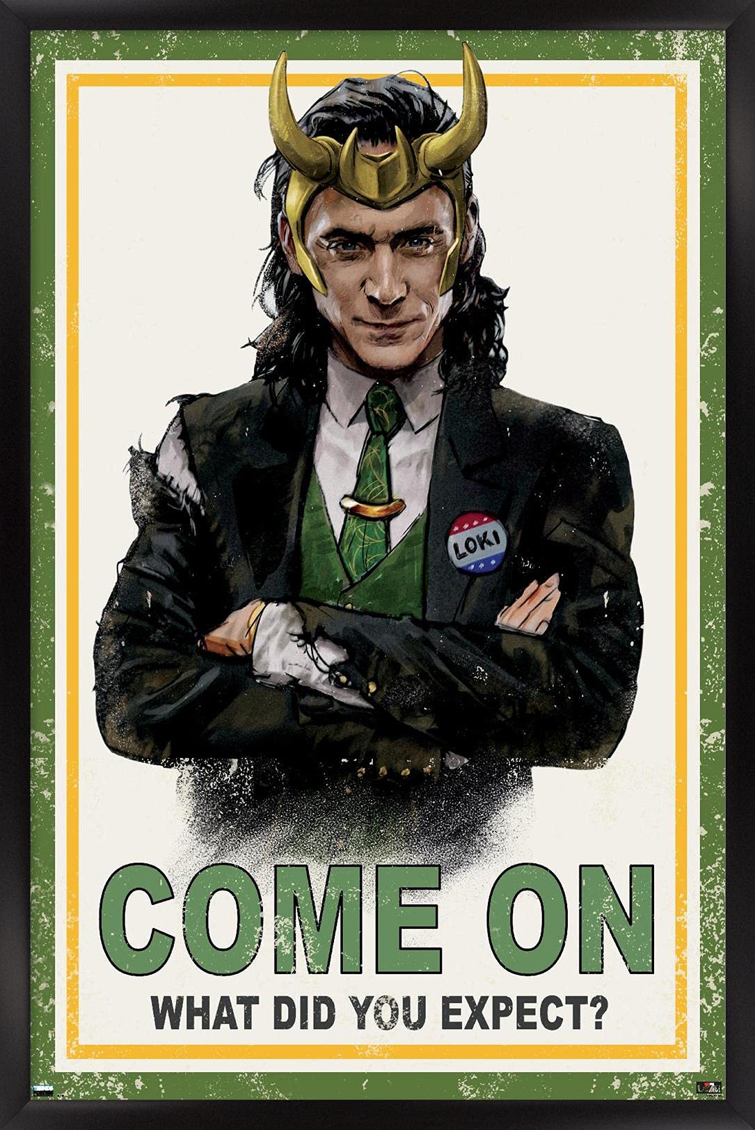 Trends International Marvel Loki-What Did You Expect Wall Poster, 22.375'' X 34'', Black Framed Version