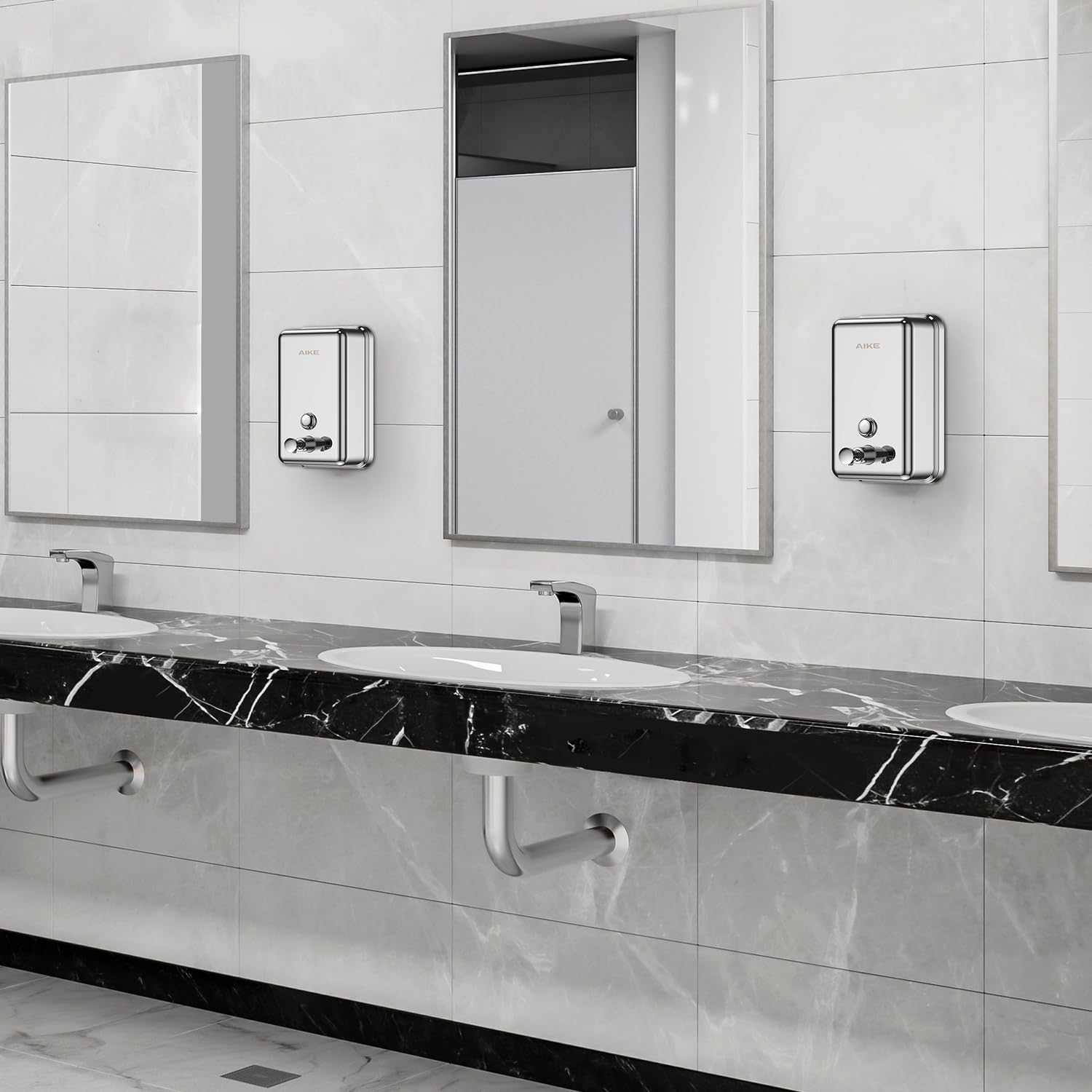 Aike Polished Stainless Steel Wall Mount Pump Soap Dispenser Polished 17 Fl.Oz. Ak1001