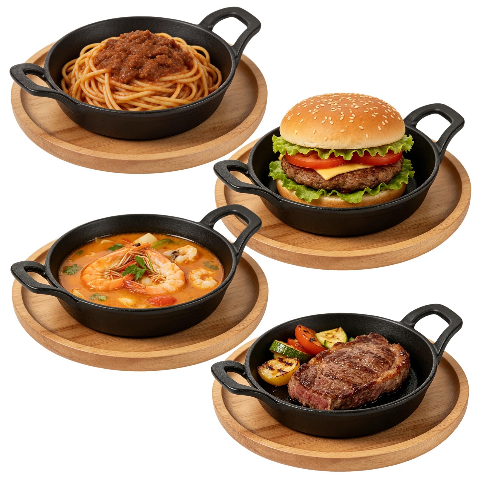 QTLCOHD Set of 4 Cast Iron Skillet, 6.3 Inch