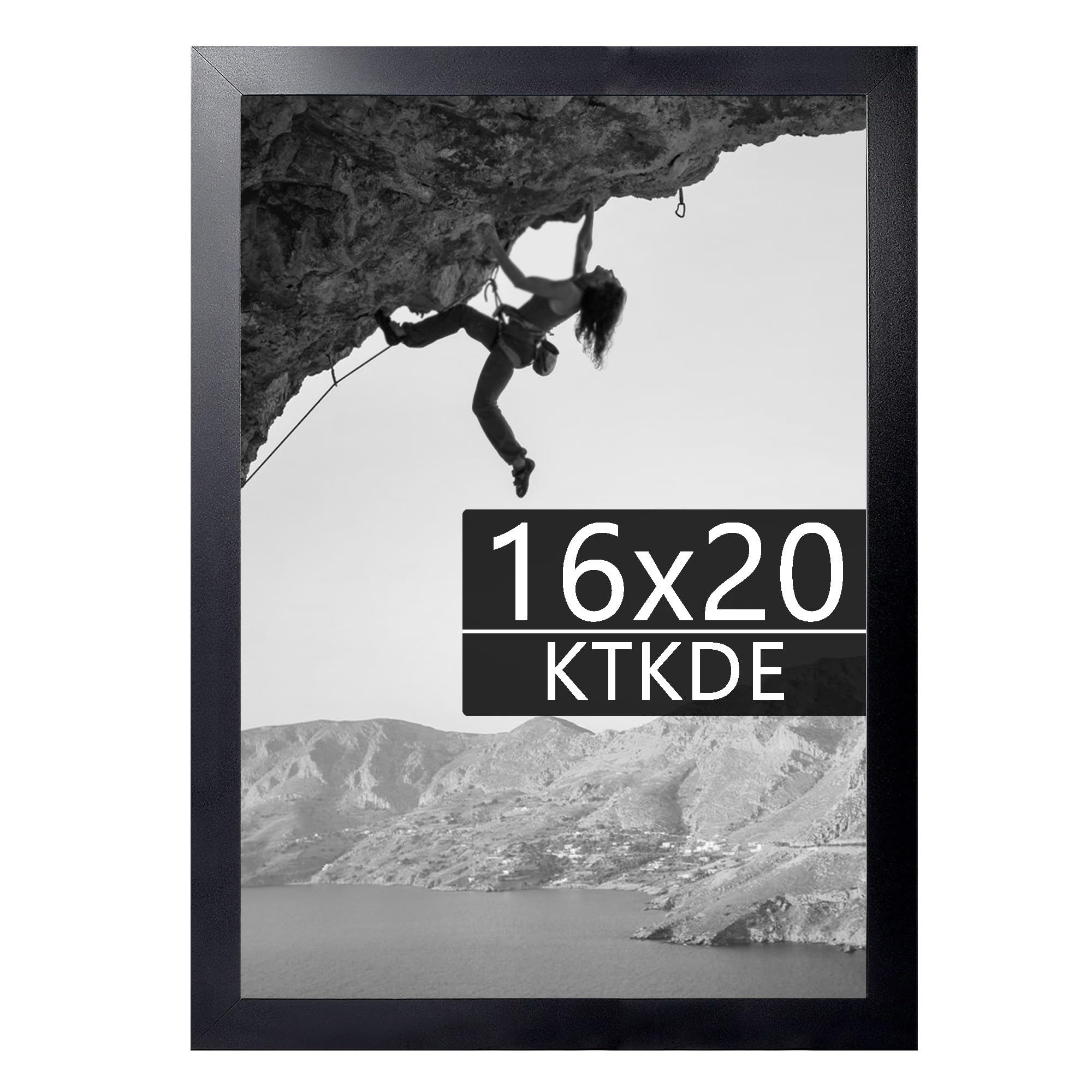 KTKDE 16x20 Picture Frame Wooden Black,Poster Frames with Polished Plexiglass, Wall Gallery Photo Frames Decorating for Minimali