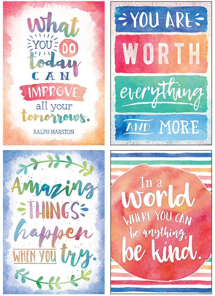 Teacher Created Resources Watercolor Positive Poster Pack, 13.38'' X 19.00''