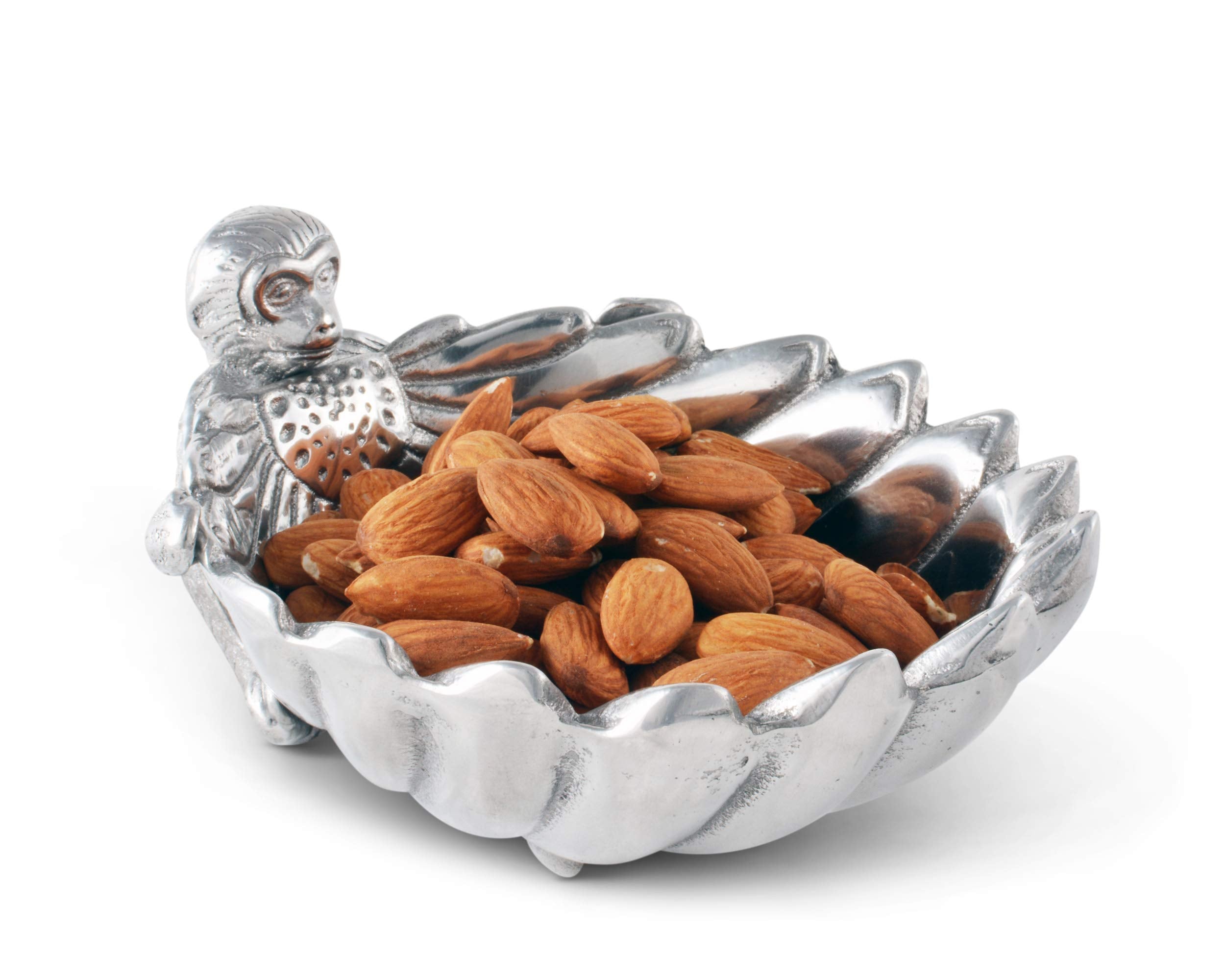 Arthur Court Designs Aluminum Metal Monkey Nut/Candy/Snack Bowl Dish 6.5 Inch Diameter