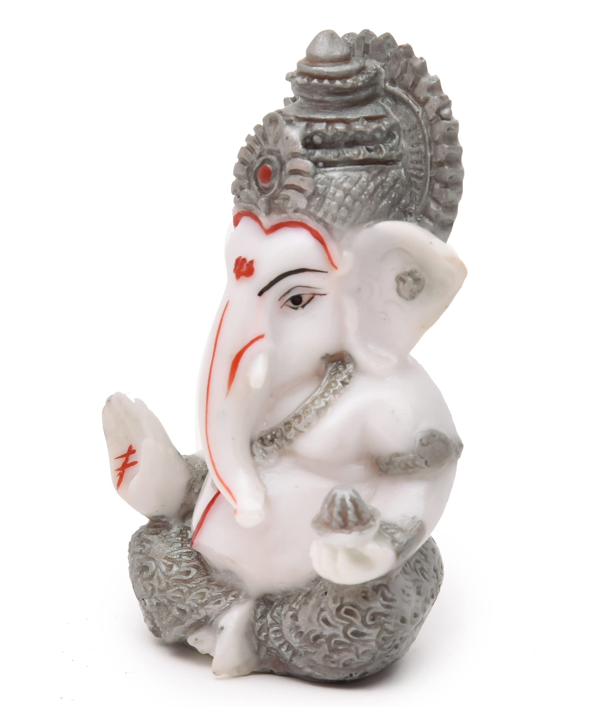 Household Hub Polyresin Hand Printed Ganesh Jimurti Lord Shiva Statue Marble Dust Syntheric For Pooja Room I Home Temple Decorat