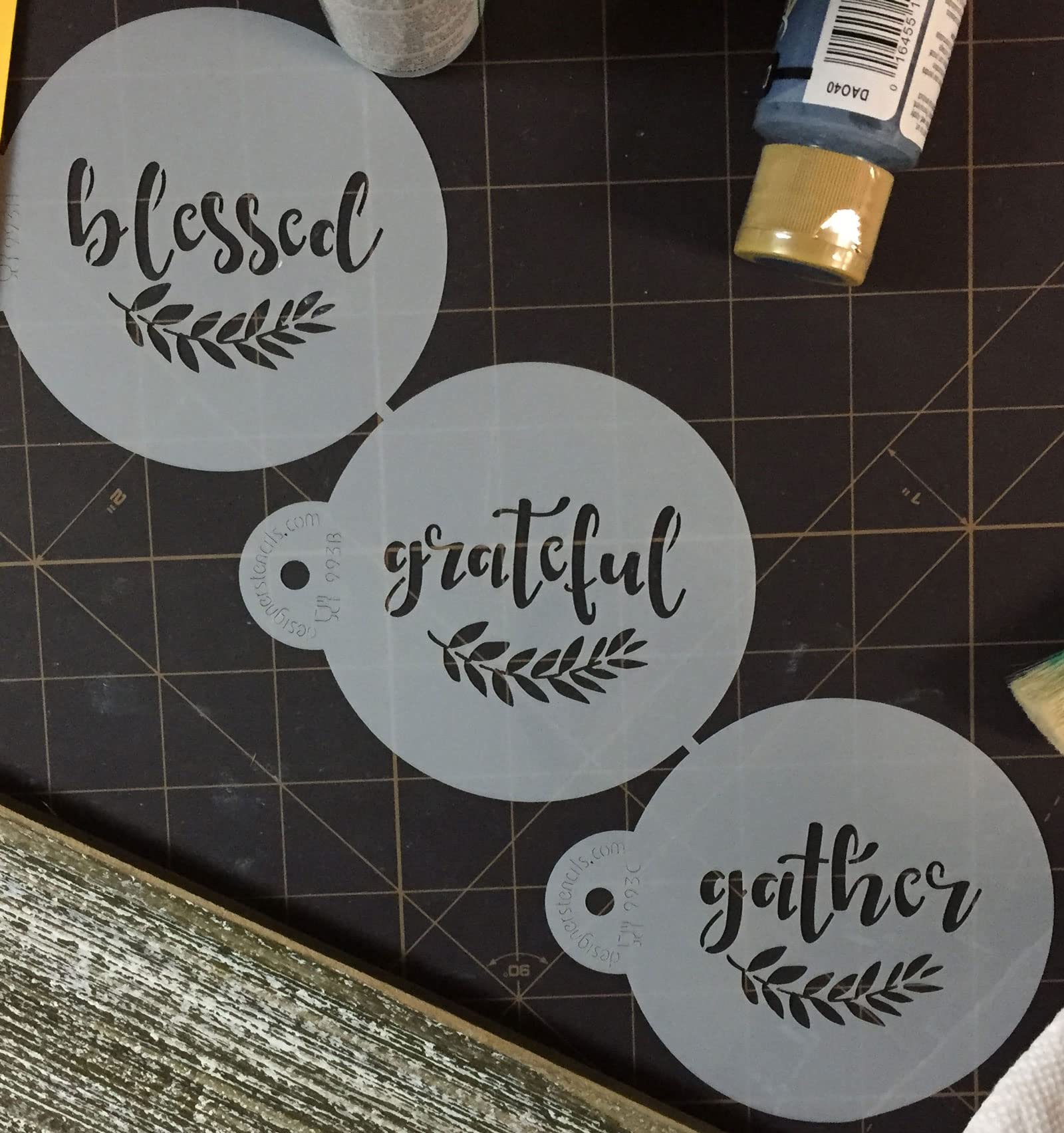 Grateful, Blessed And Gather Cookie Stencil C993 By Designer Stencils