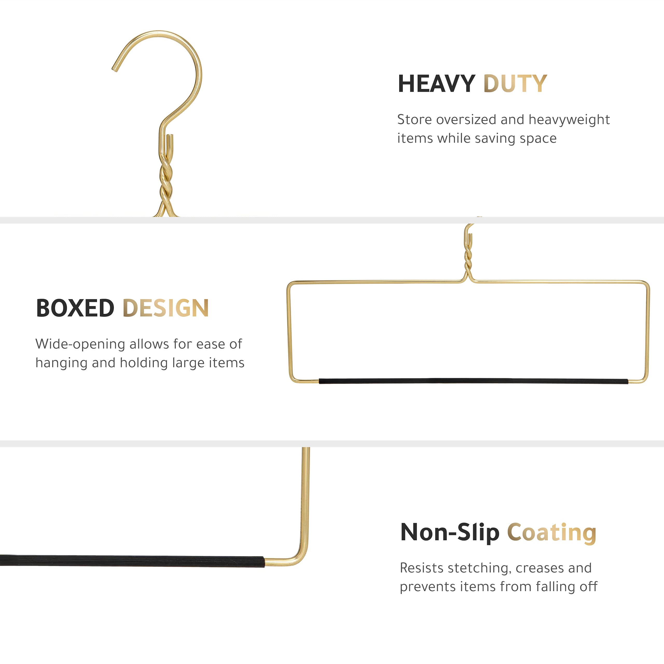 Quality Hangers Heavy Duty Blanket Hanger, Nonslip Storage Solution, Small, Gold, Model AL50-GL