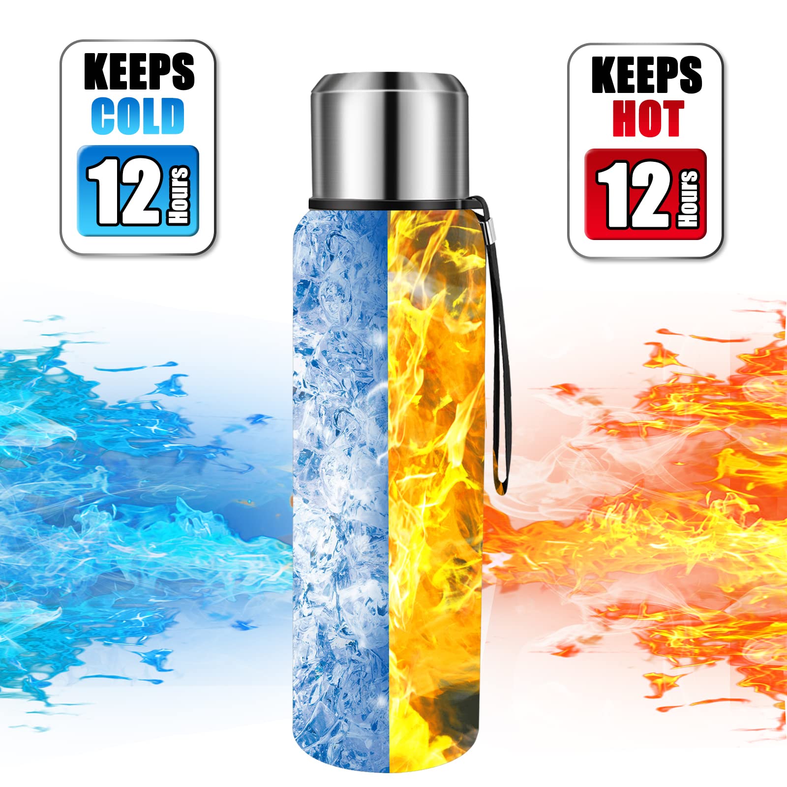 Insulated Vacuum Thermo Bottle 33Oz With Cup Lid Leakproof Stainless Water Flask For Coffee Hot And Cold Drink.(Green,1000Ml)