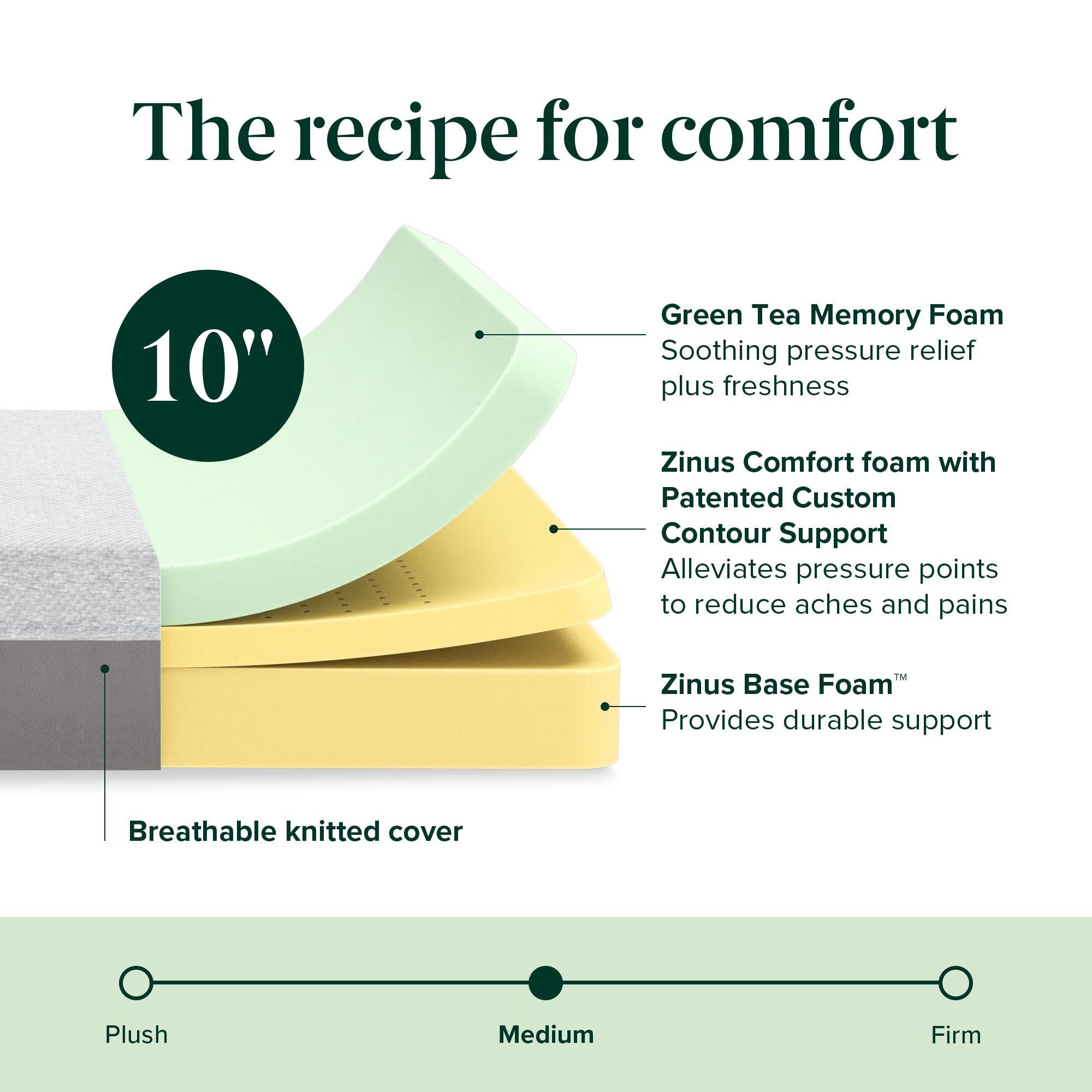 Zinus 10 Inch Ultima Memory Foam Mattress [New Version], Full, Fiberglass Free, Medium Firm Feel, Breathable Airflow Memory Foam