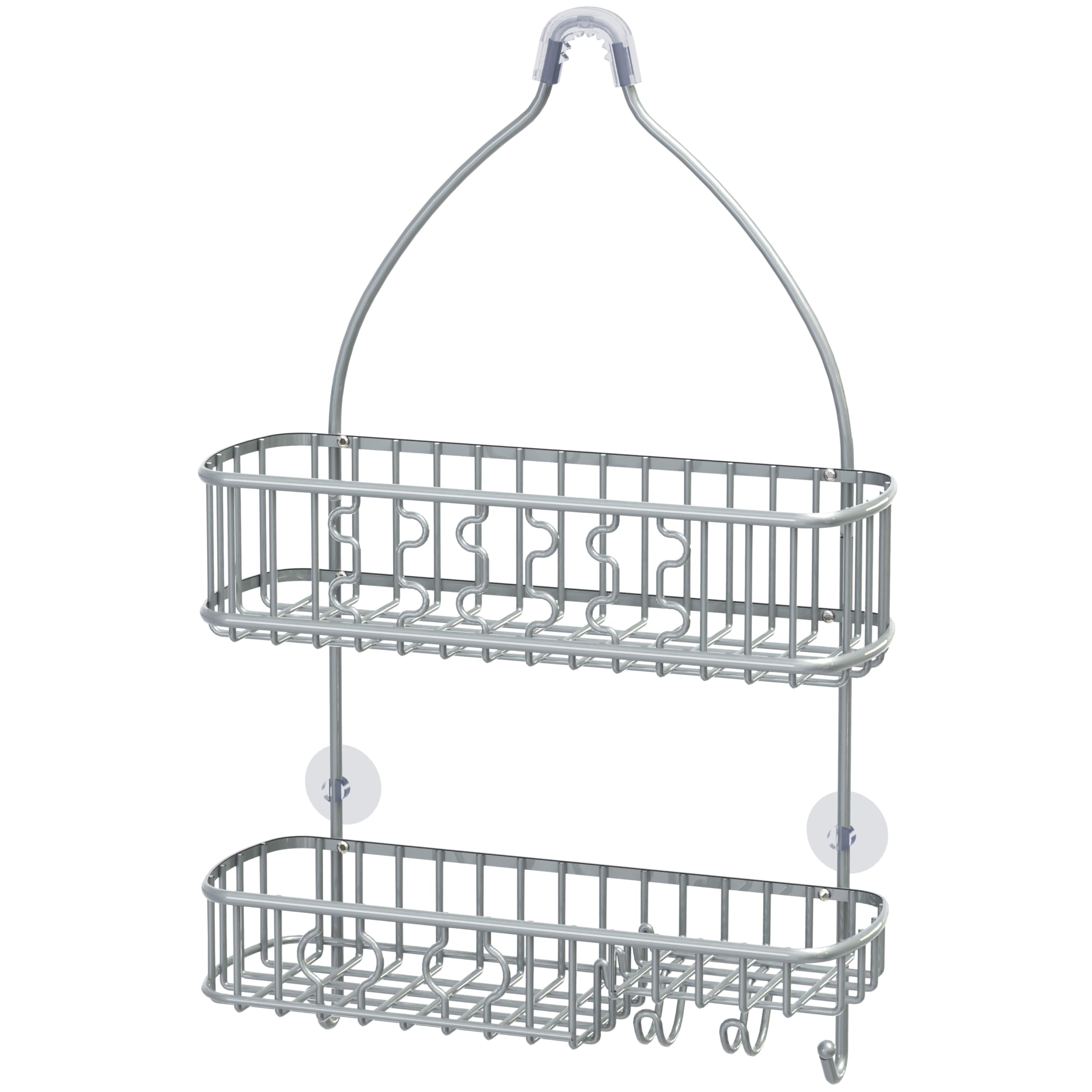 Simple Houseware Bathroom Hanging Shower Head Caddy Organizer,Silver (26 X 16 X 5.5 Inches)
