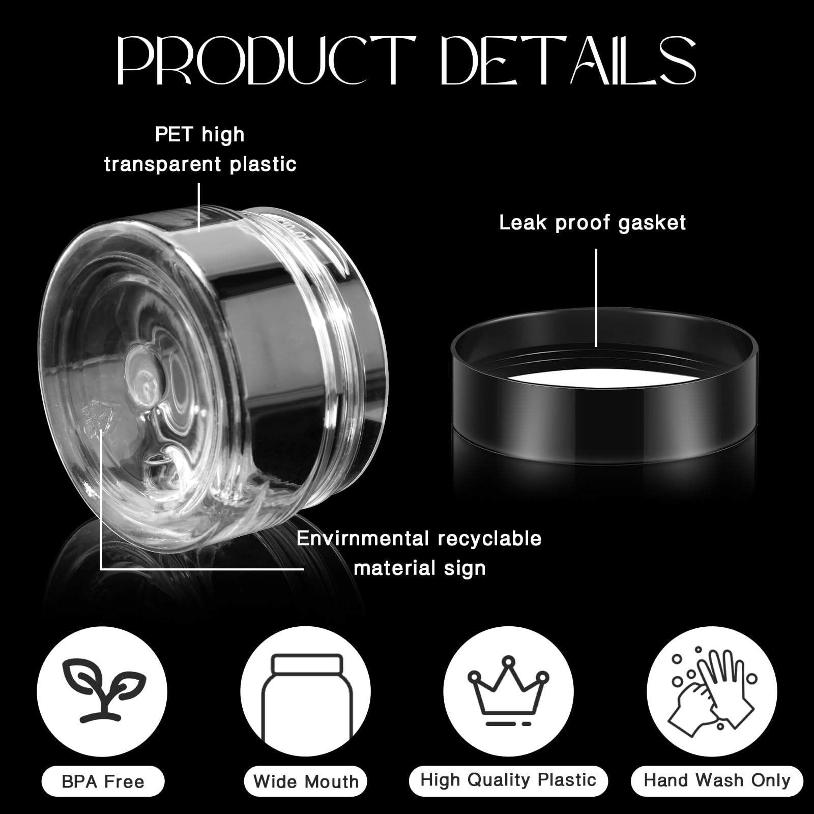 SATINIOR 500 Pcs Plastic Jars Bulk Empty Cosmetic Container Jars with Lids Leak Proof Round Clear Makeup Sample Containers for C