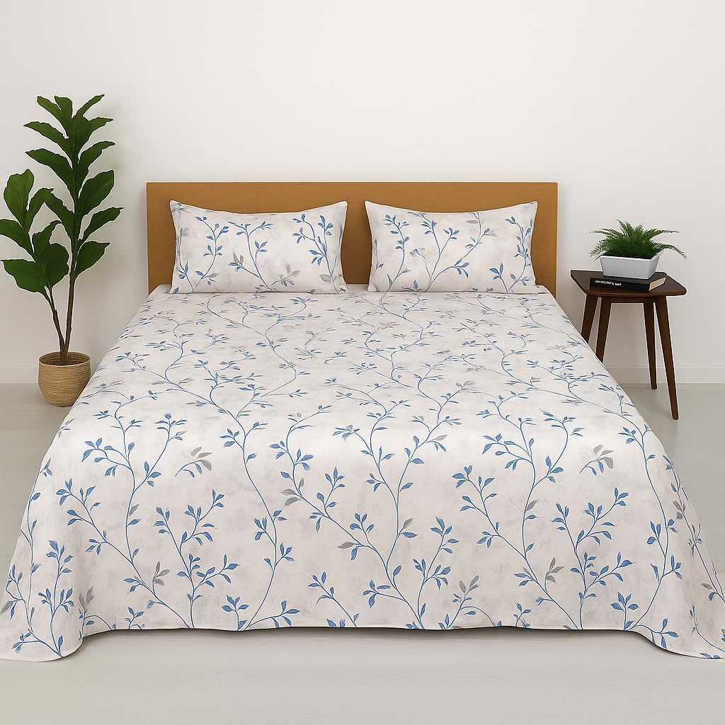 Bhoomi Impex Natural Nature Double Bed Bedsheet Set - Soft & Breathable Microfiber, Wrinkle-Free & Skin-Friendly, Includes 2 Pil