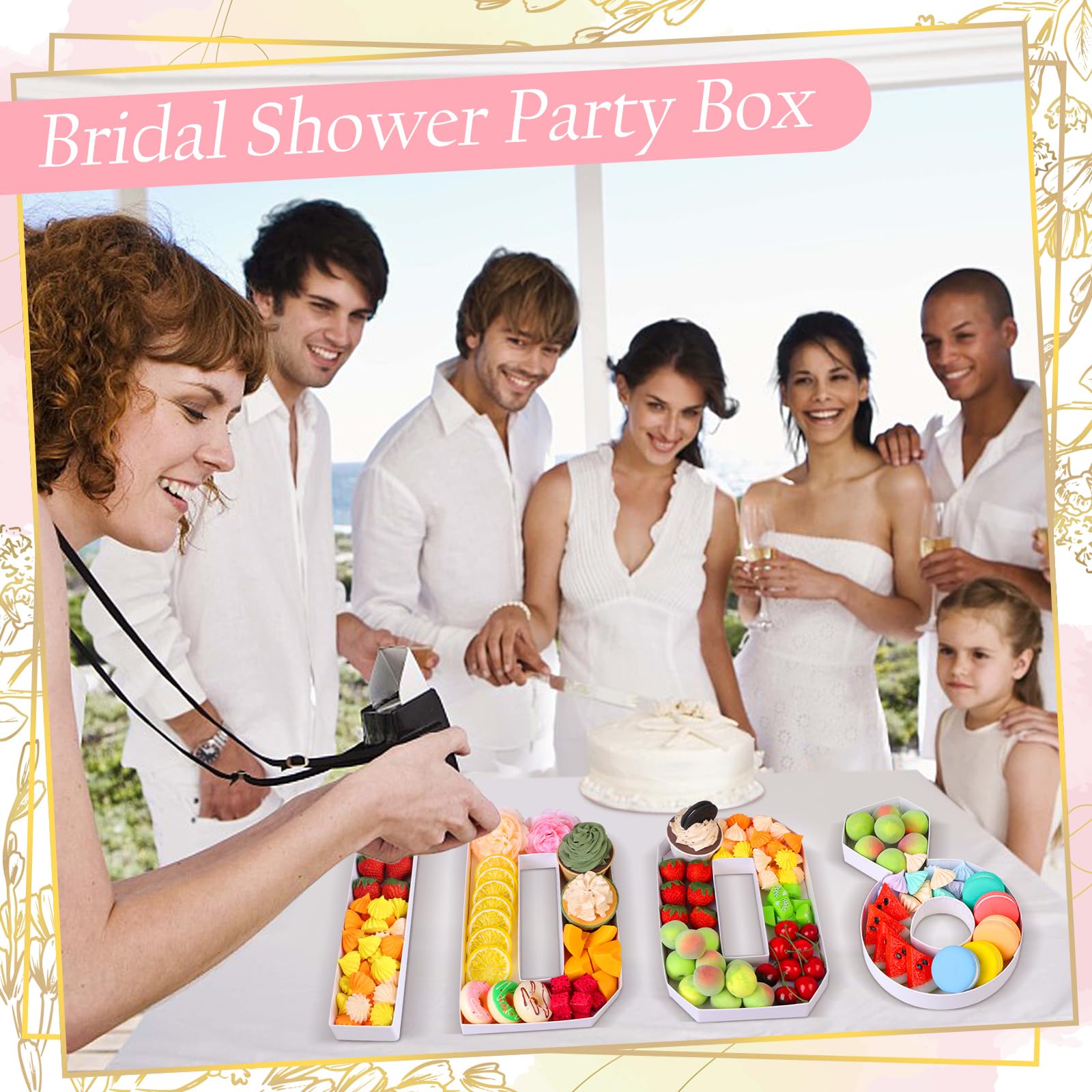 Furbeko 4 Pcs Fillable I DO Cardboard Letter for Charcuterie 10 Wedding Fillable Tray Sweets Chocolate Candy Cupcake Container P