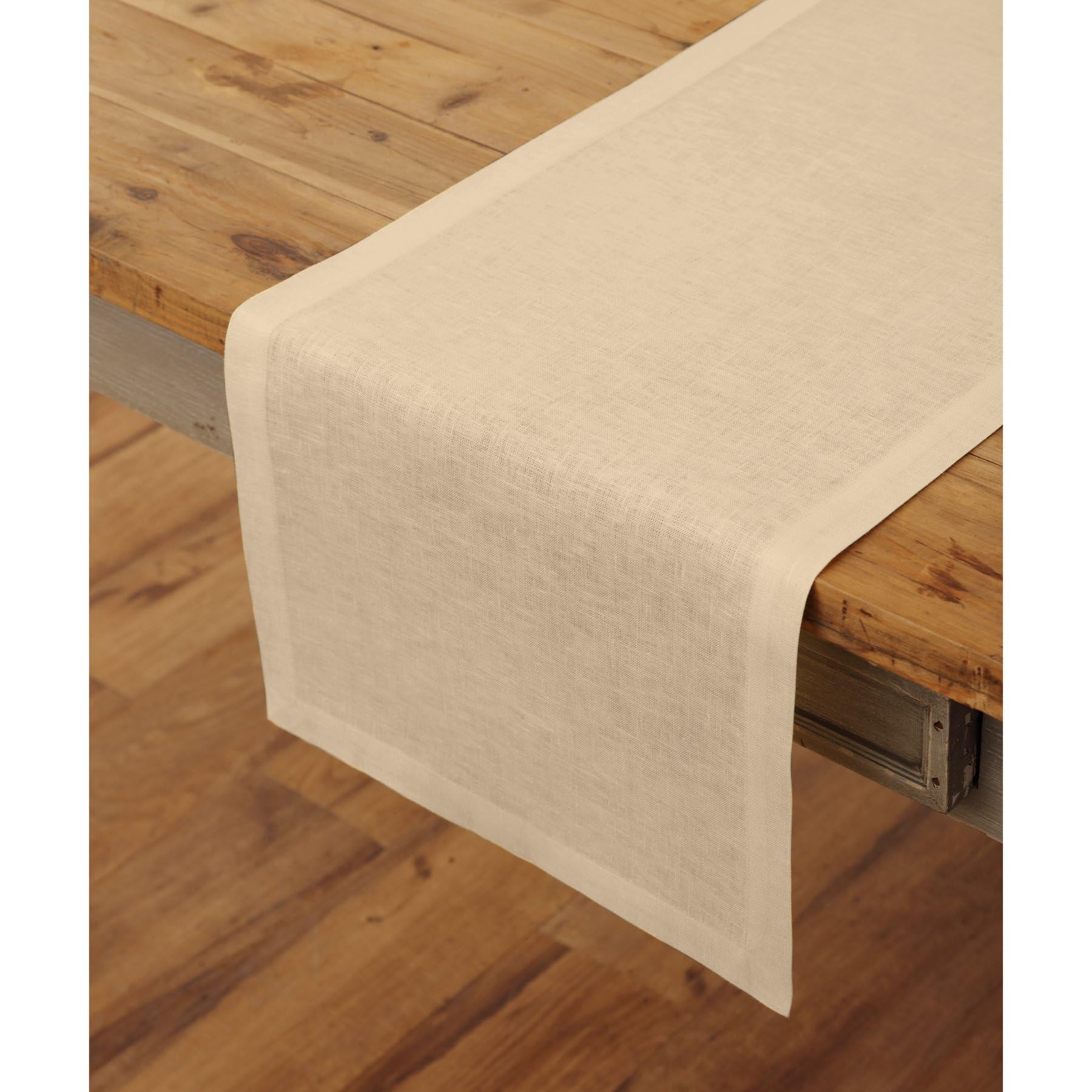 Solino Home Linen Table Runner 90 Inches Long - 100% Pure Linen Beige Table Runner 14 X 90 Inch - Machine Washable Dining Fall,