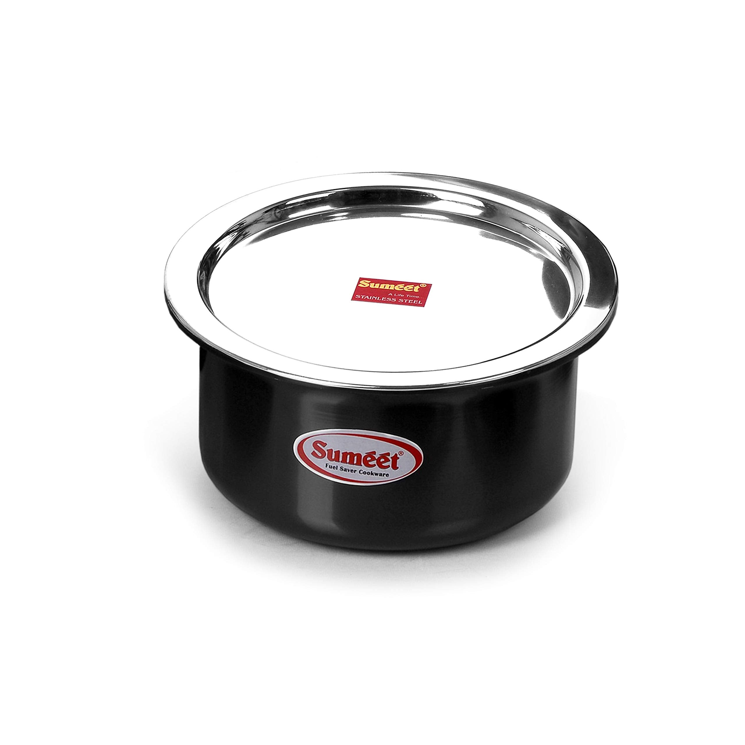 Sumeet Aluminium Tope With Lid, 6 L, 1 Piece (Black, 6 Liters, NonStick)
