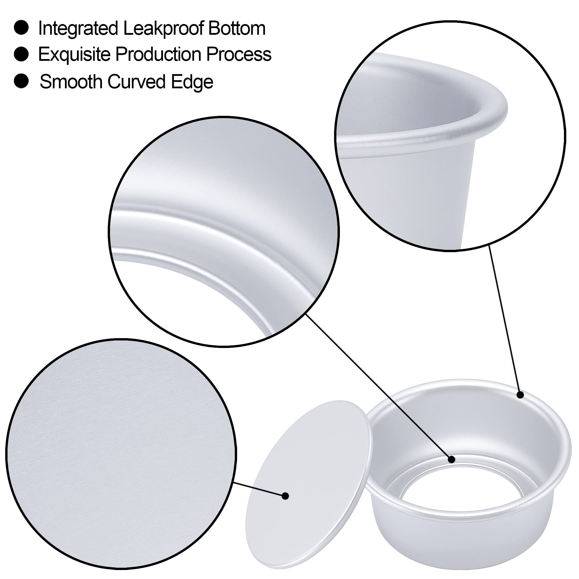 Awtbdp 4 Inch Round Cake Pan Set Of 8, Nonstick Aluminum Baking Pans With 100 Sheets Parchment Paper, Quick Release Removable Bo
