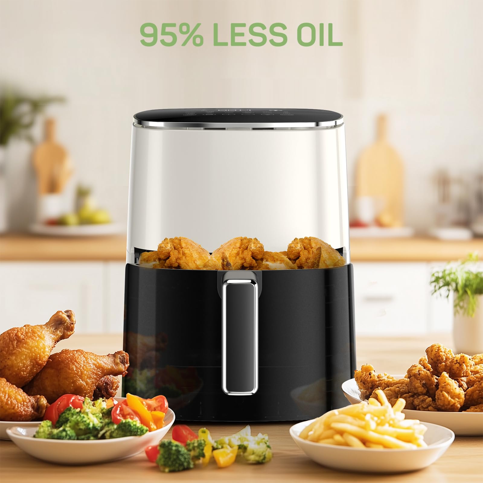 Air Fryer, 6-Quart With Viewing Window, 12-In-1 Functions - Air Fry, Roast, Reheat, Dehydrate, Bake, Steam, And More, 400F Max T