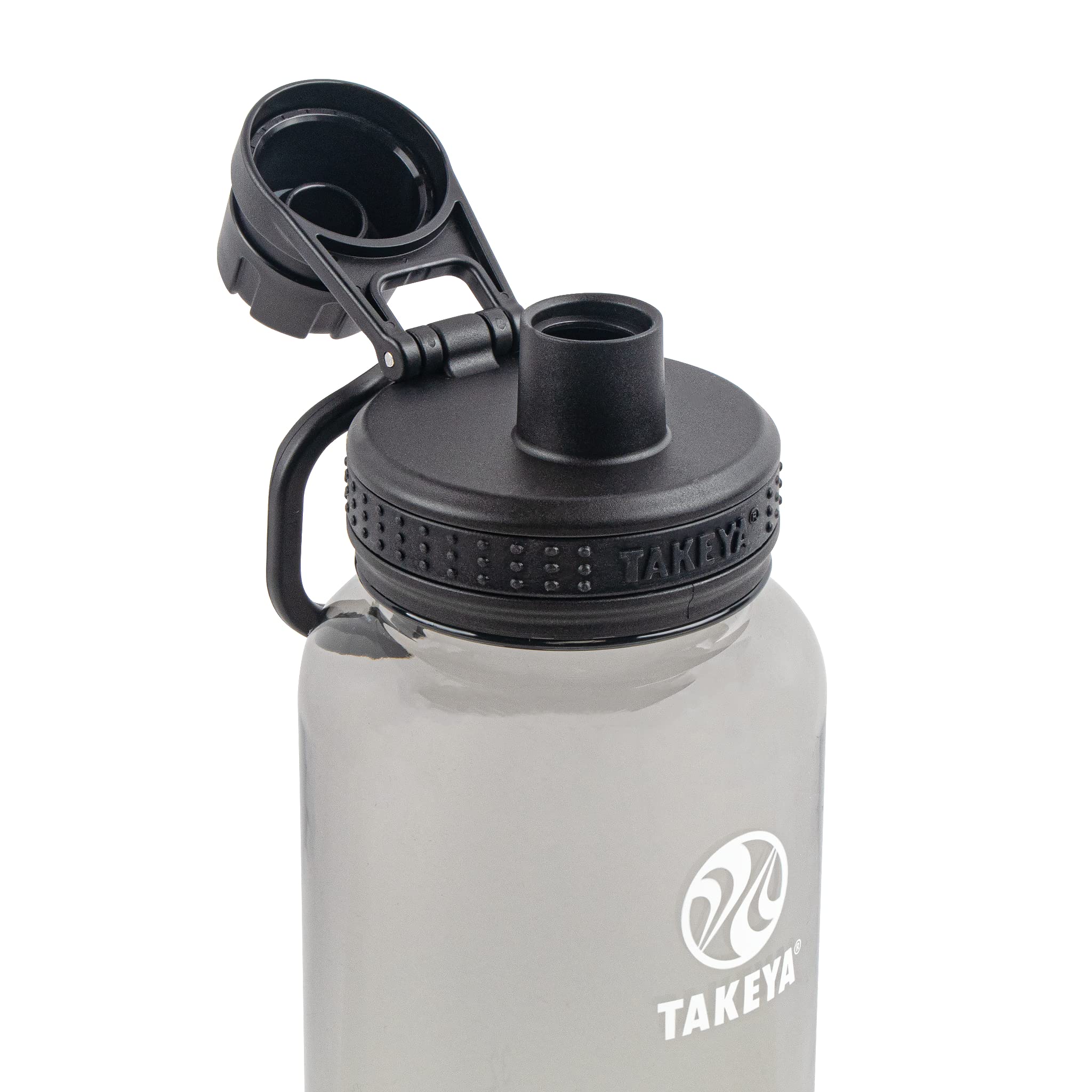 Takeya 40 Oz Tritan Plastic Sport Water Bottle With Spout Lid, Premium Quality, Bpa Free Food Grade Materials, Stormy Black