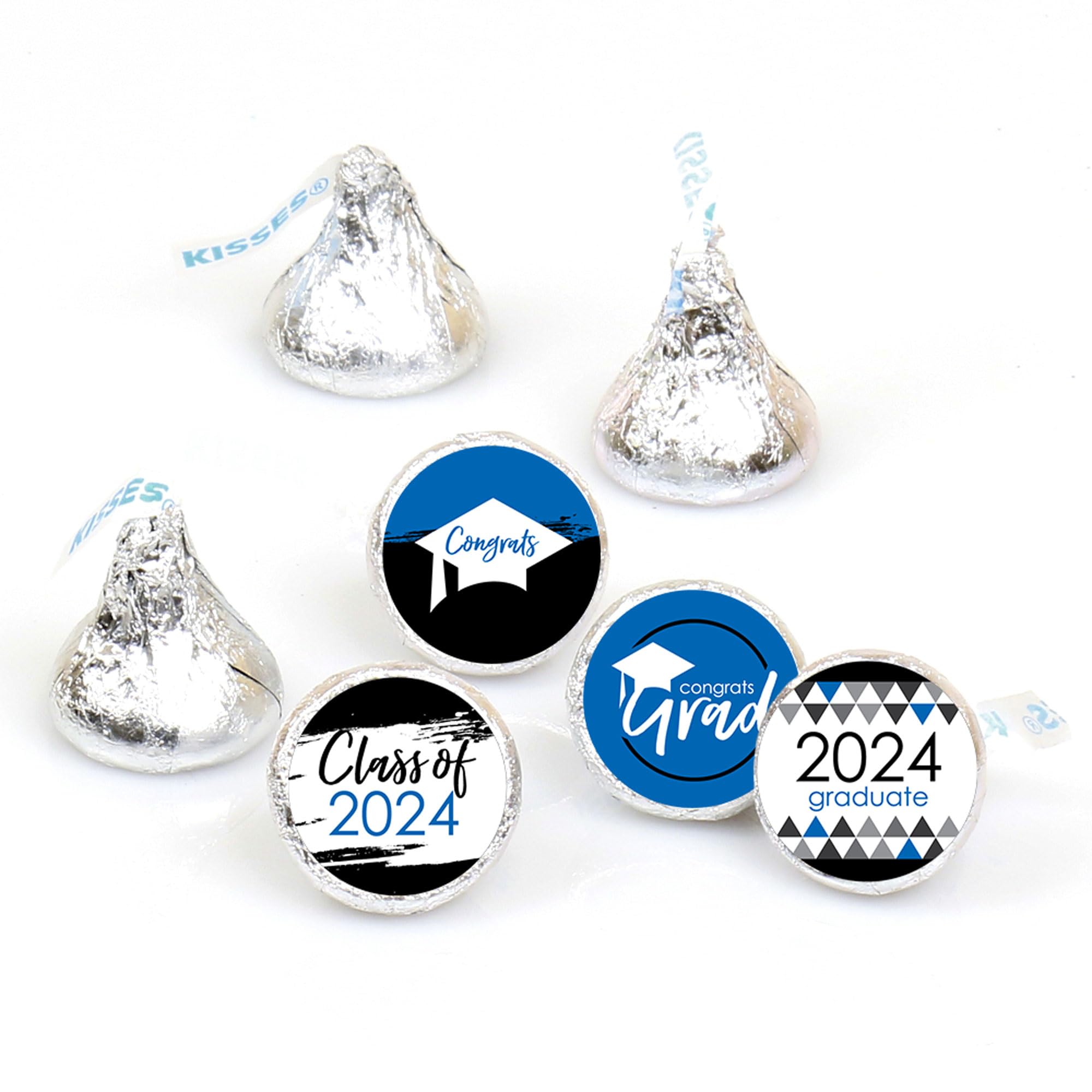 Big Dot Of Happiness 2024 Blue Graduation Party Round Candy Sticker Favors - Labels Fit Chocolate Candy (1 Sheet Of 108)