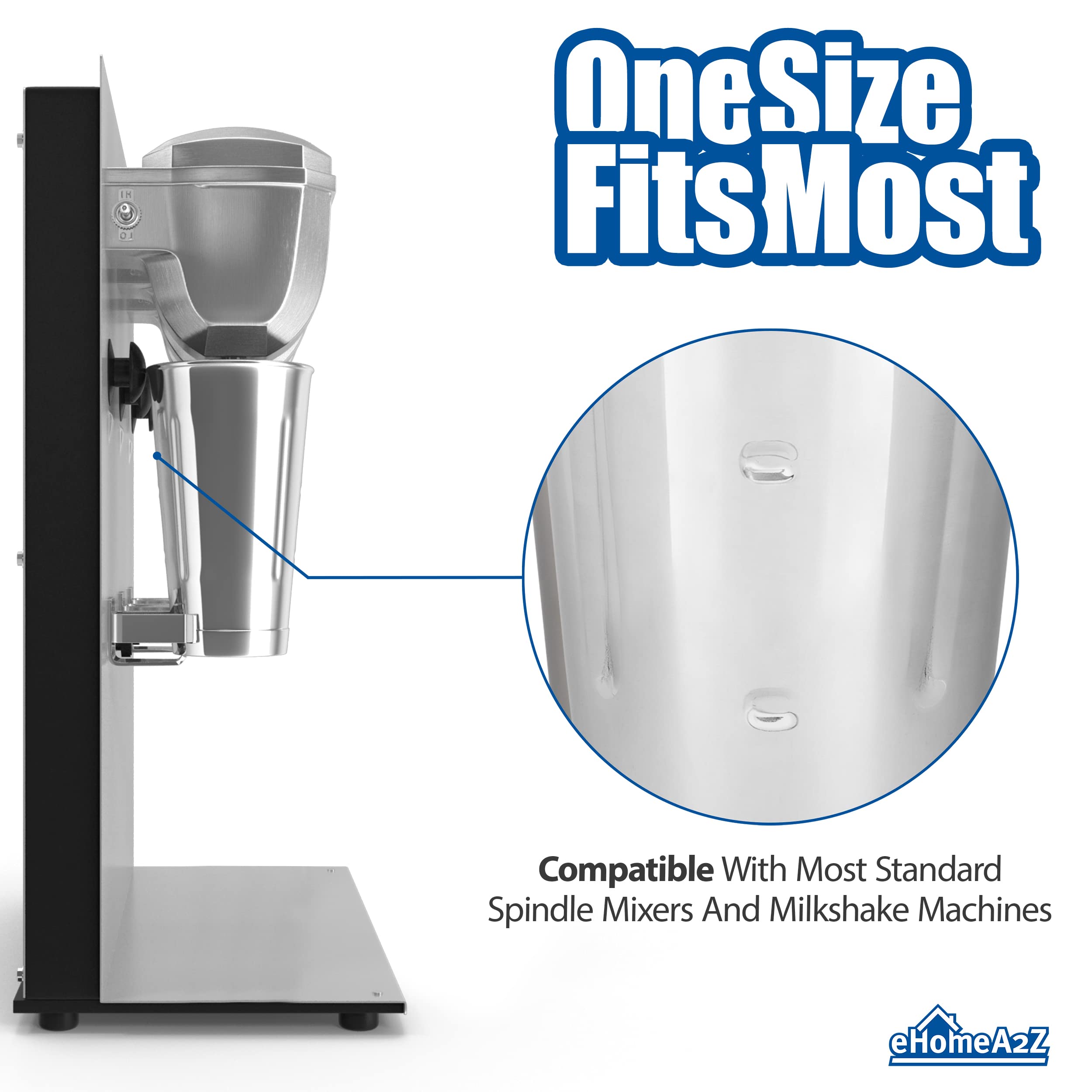 Ehomea2Z Malt Cup (6 Pack) Stainless Steel Ice Cream Milkshake Commercial Grade 30 Oz (6)