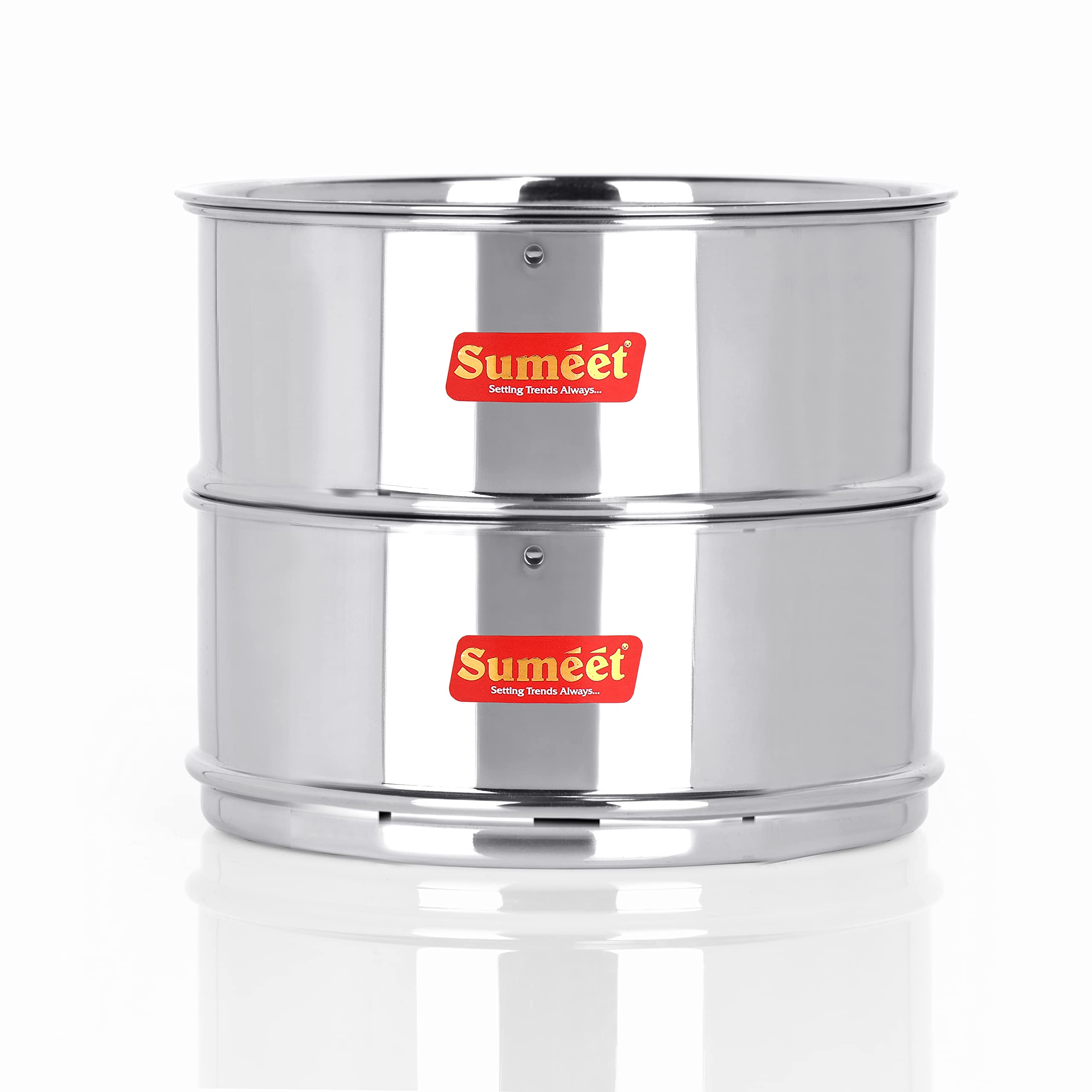 Sumeet Stainless Steel Stackable Container With Lid | Deep & Flat | Suitable For 3 Ltr Inner & Outer Lid Cooker | Ideal For Food Storage & Organization